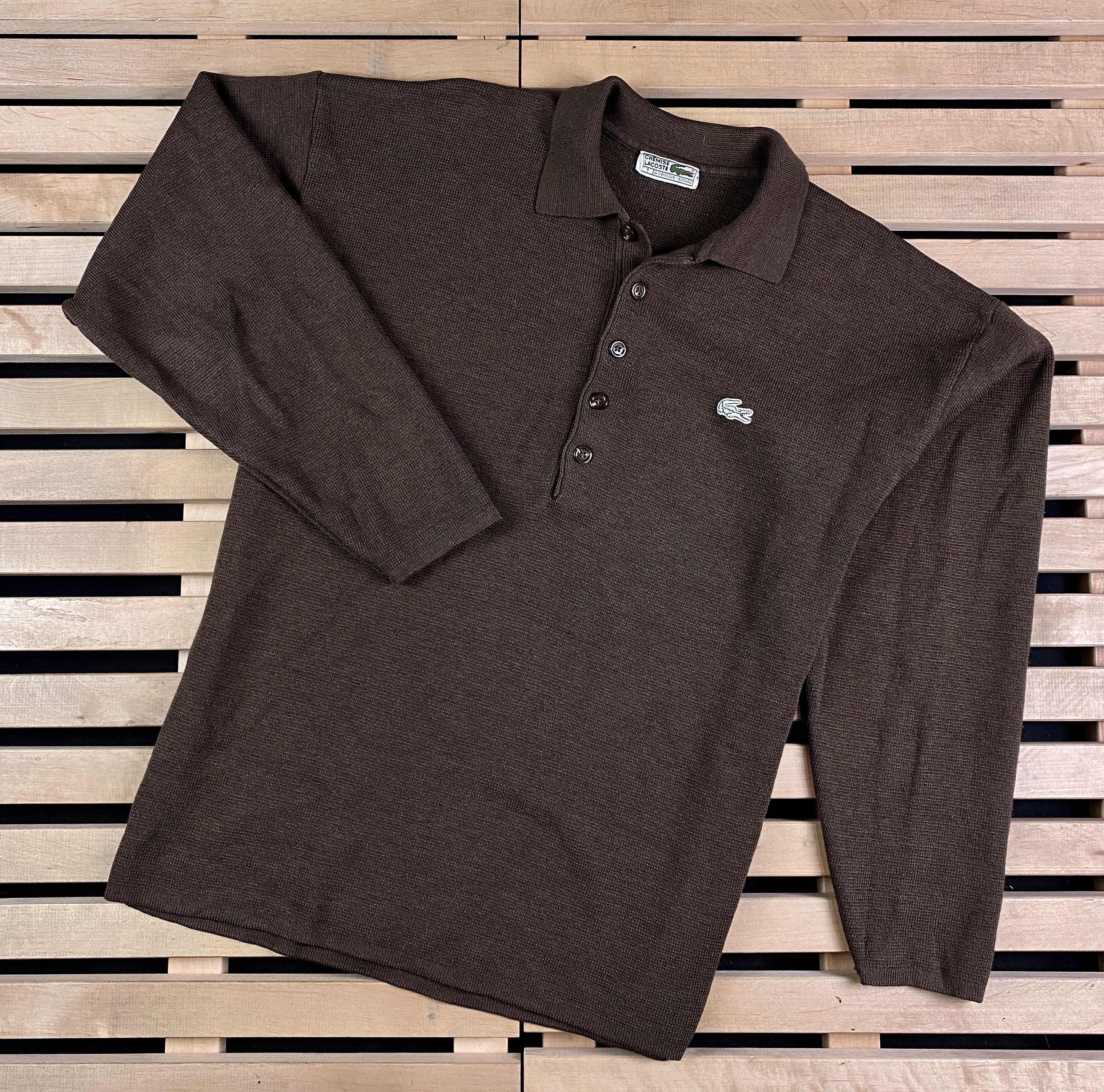 Lacoste × Vintage Mens Long Sleeve Lacoste Vintage Size 7 Size US XL / EU 56 / 4 - 1 Thumbnail