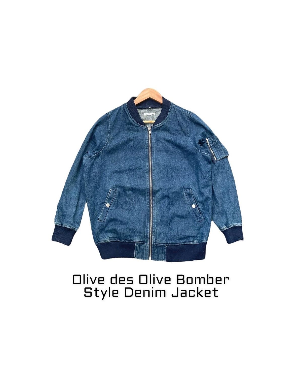 Japanese Brand Olive des Olive Denim Bomber Jacket Size L / US 10 / IT 46 - 1 Thumbnail