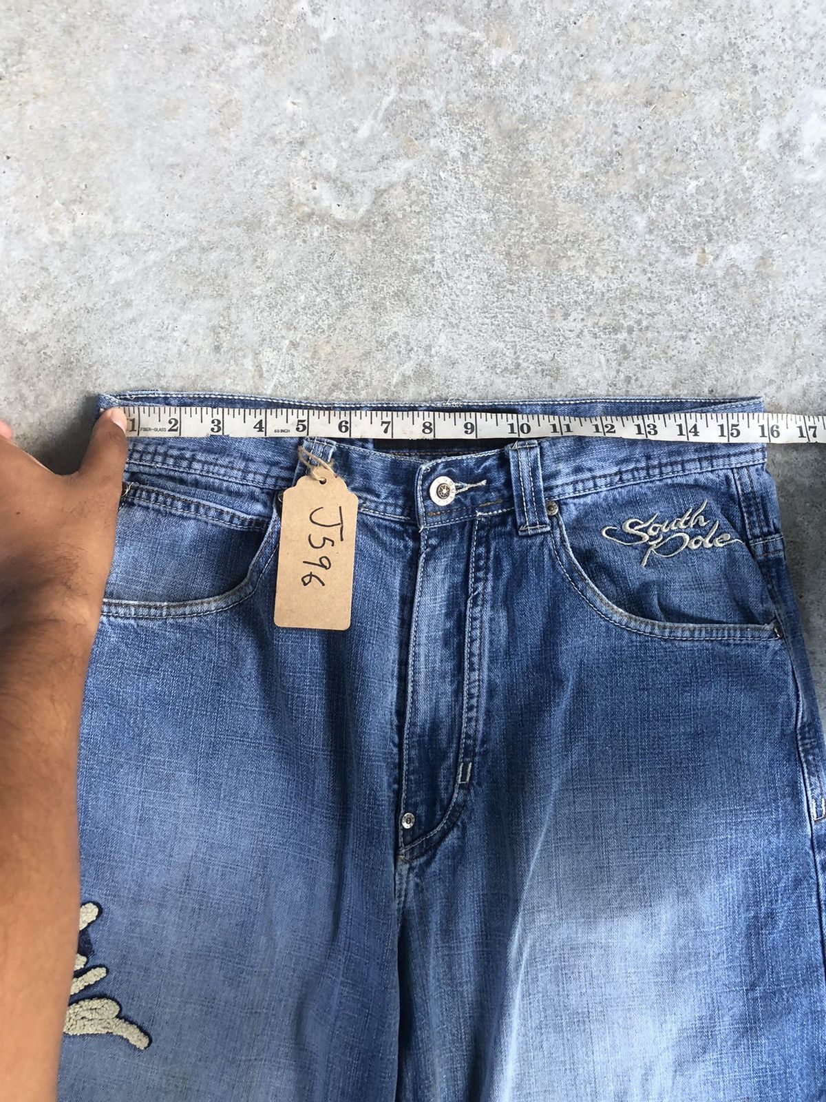 Southpole Southpole Embroidered Baggy hip jop Distressed Jeans Size US 31 - 18 Thumbnail