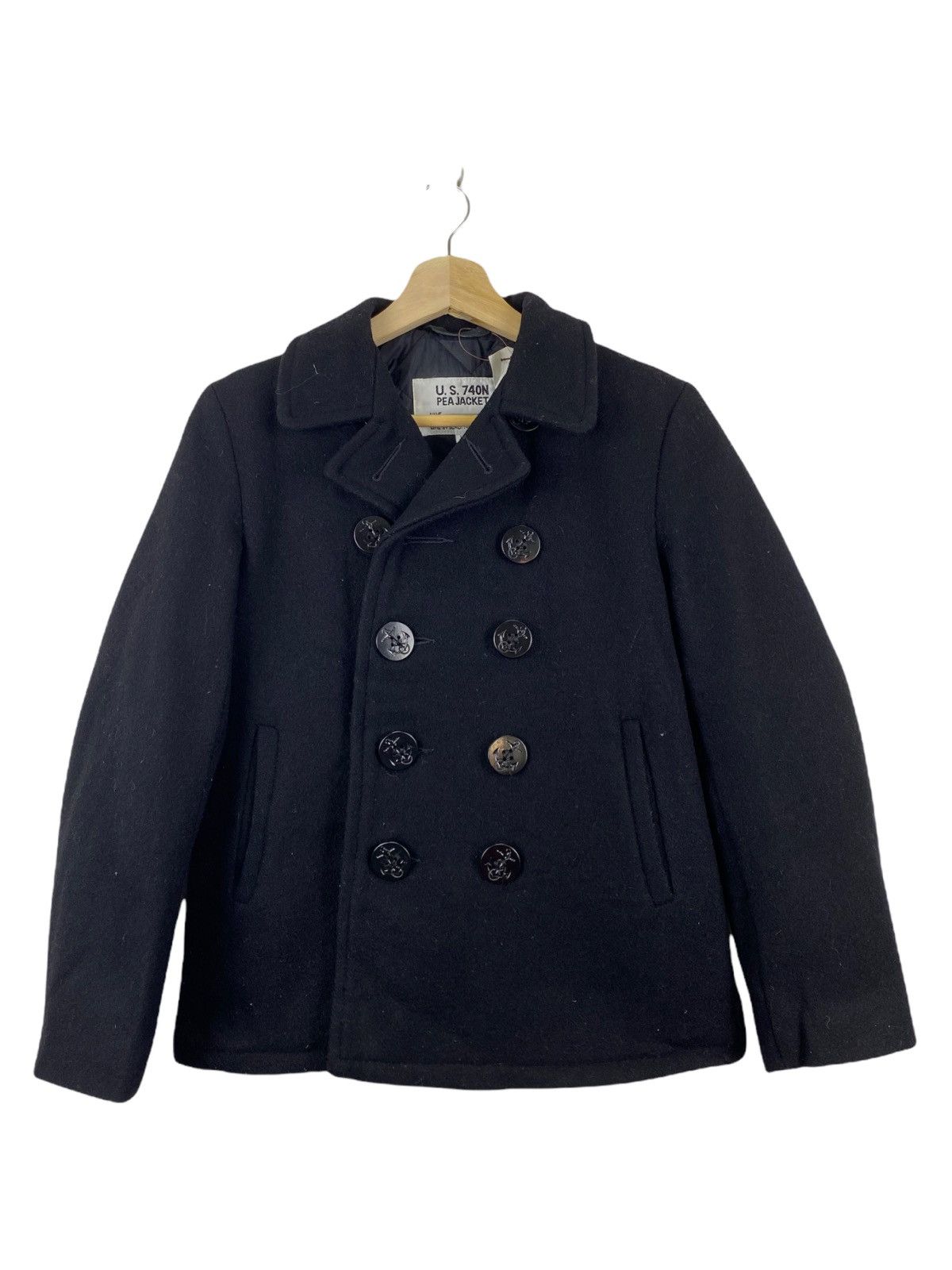 image of Us 740N Schott Navy Pea Jacket in Black, Men's (Size Small)