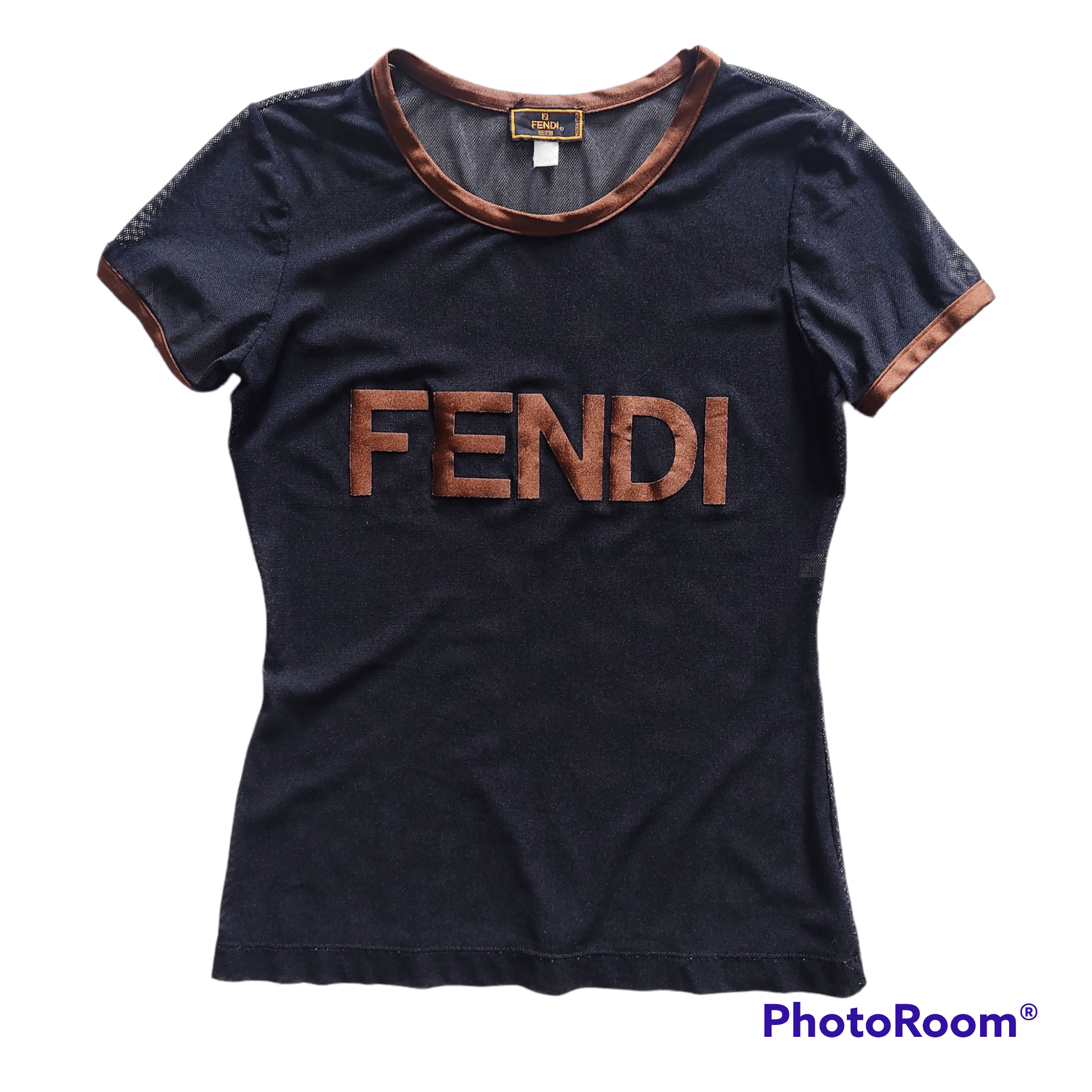 Fendi Fendi Big Brown Logo See Tru Mesh T-shirt Size S / US 4 / IT 40 - 3 Thumbnail