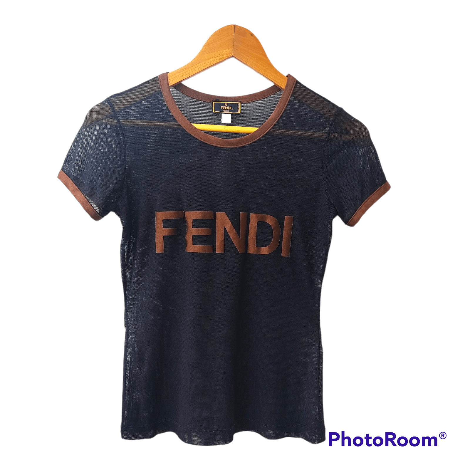 Fendi Fendi Big Brown Logo See Tru Mesh T-shirt Size S / US 4 / IT 40 - 2 Thumbnail