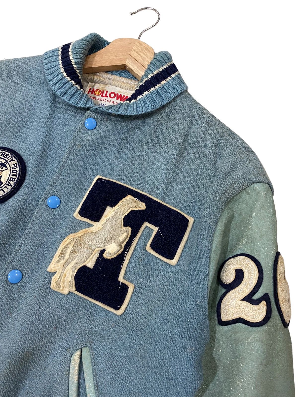 Holloway 🇺🇸 HOLLOWAY STALLION LETTERMAN WOOL LEATHER VARSITY JACKET Size US S / EU 44-46 / 1 - 8 Thumbnail