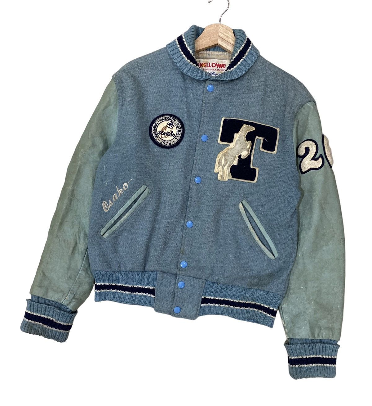Holloway 🇺🇸 HOLLOWAY STALLION LETTERMAN WOOL LEATHER VARSITY JACKET Size US S / EU 44-46 / 1 - 3 Thumbnail