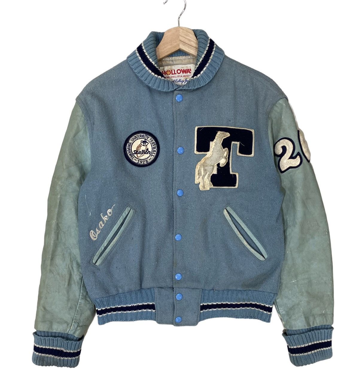 Holloway 🇺🇸 HOLLOWAY STALLION LETTERMAN WOOL LEATHER VARSITY JACKET Size US S / EU 44-46 / 1 - 2 Thumbnail