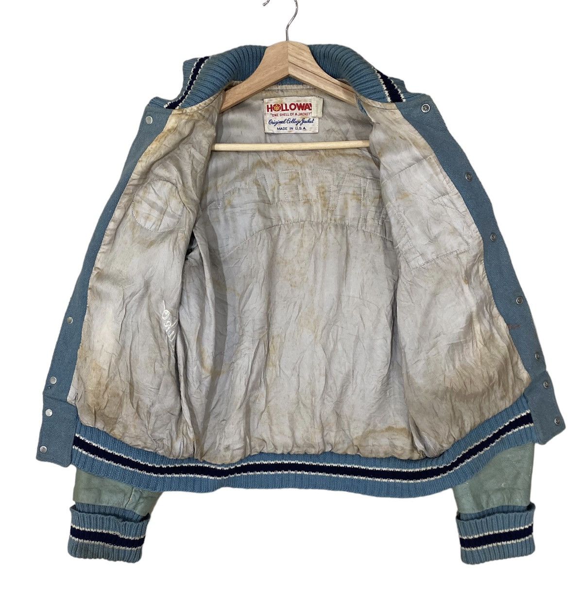 Holloway 🇺🇸 HOLLOWAY STALLION LETTERMAN WOOL LEATHER VARSITY JACKET Size US S / EU 44-46 / 1 - 5 Thumbnail