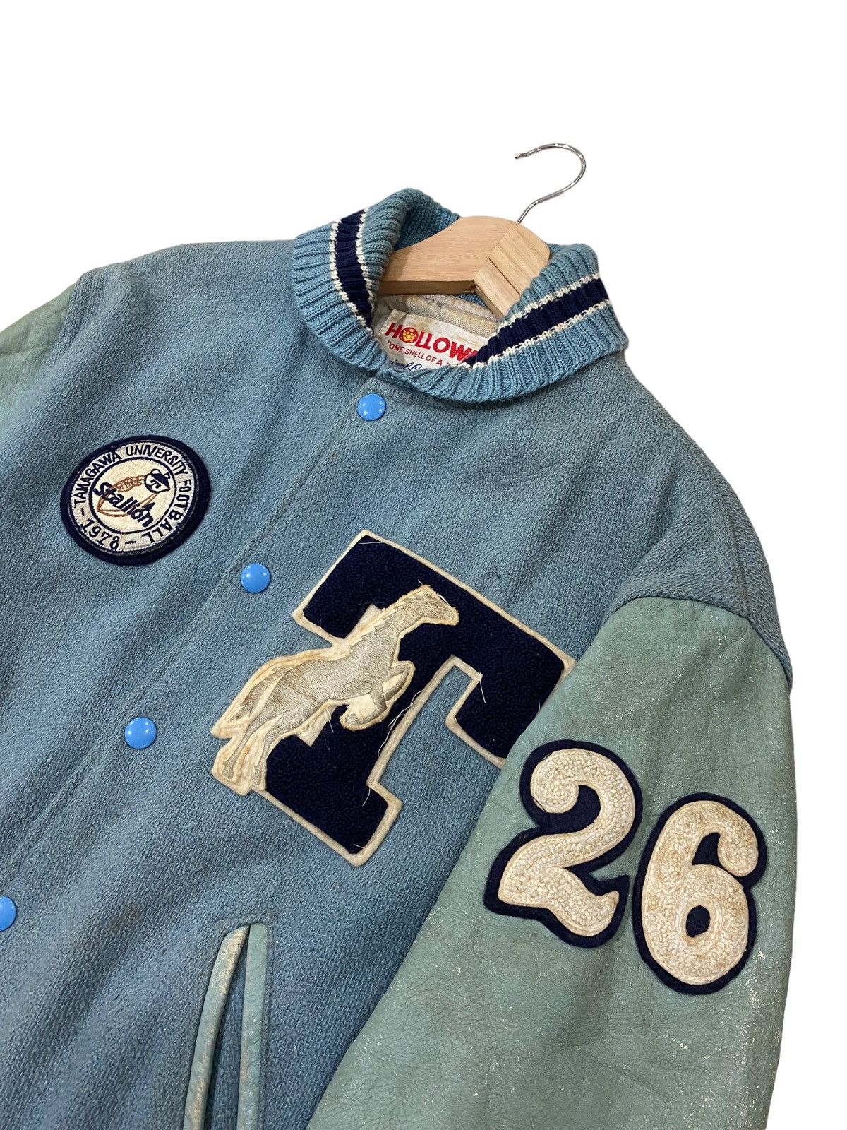 Holloway 🇺🇸 HOLLOWAY STALLION LETTERMAN WOOL LEATHER VARSITY JACKET Size US S / EU 44-46 / 1 - 9 Thumbnail