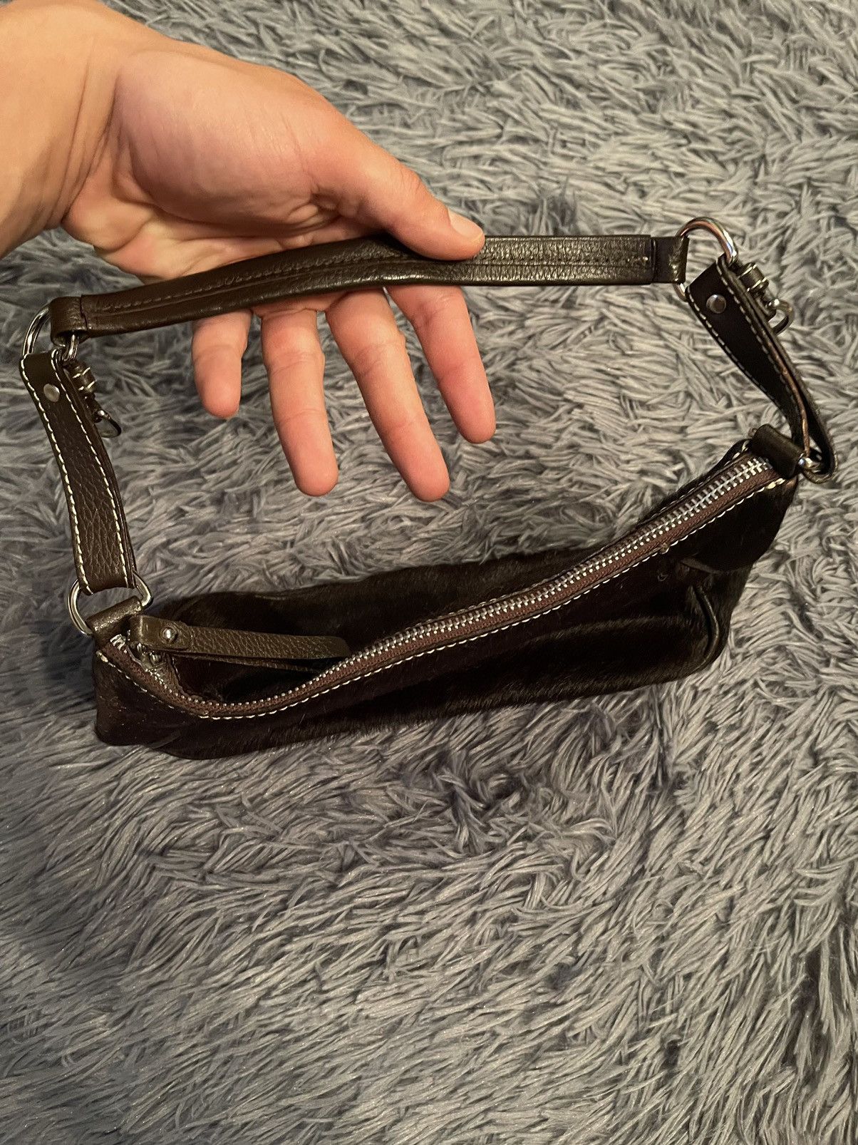 Japanese Brand × Vintage Vintage 90s real fur and leather baguette bag Size ONE SIZE - 6 Thumbnail