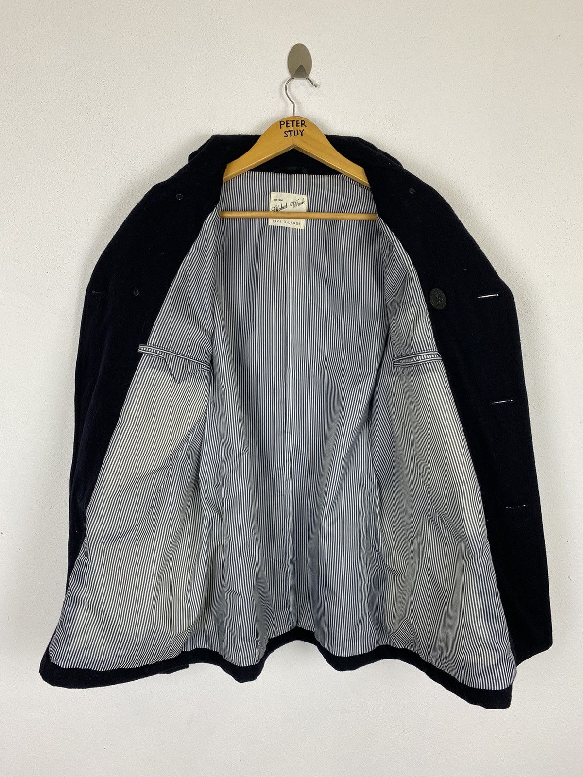 Global Work GLOBAL WORK NAVY PEA COAT Size US XL / EU 56 / 4 - 7 Thumbnail