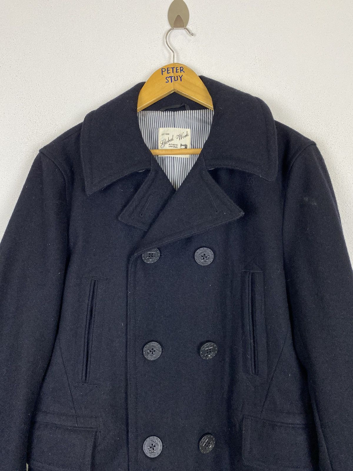 Global Work GLOBAL WORK NAVY PEA COAT Size US XL / EU 56 / 4 - 3 Thumbnail