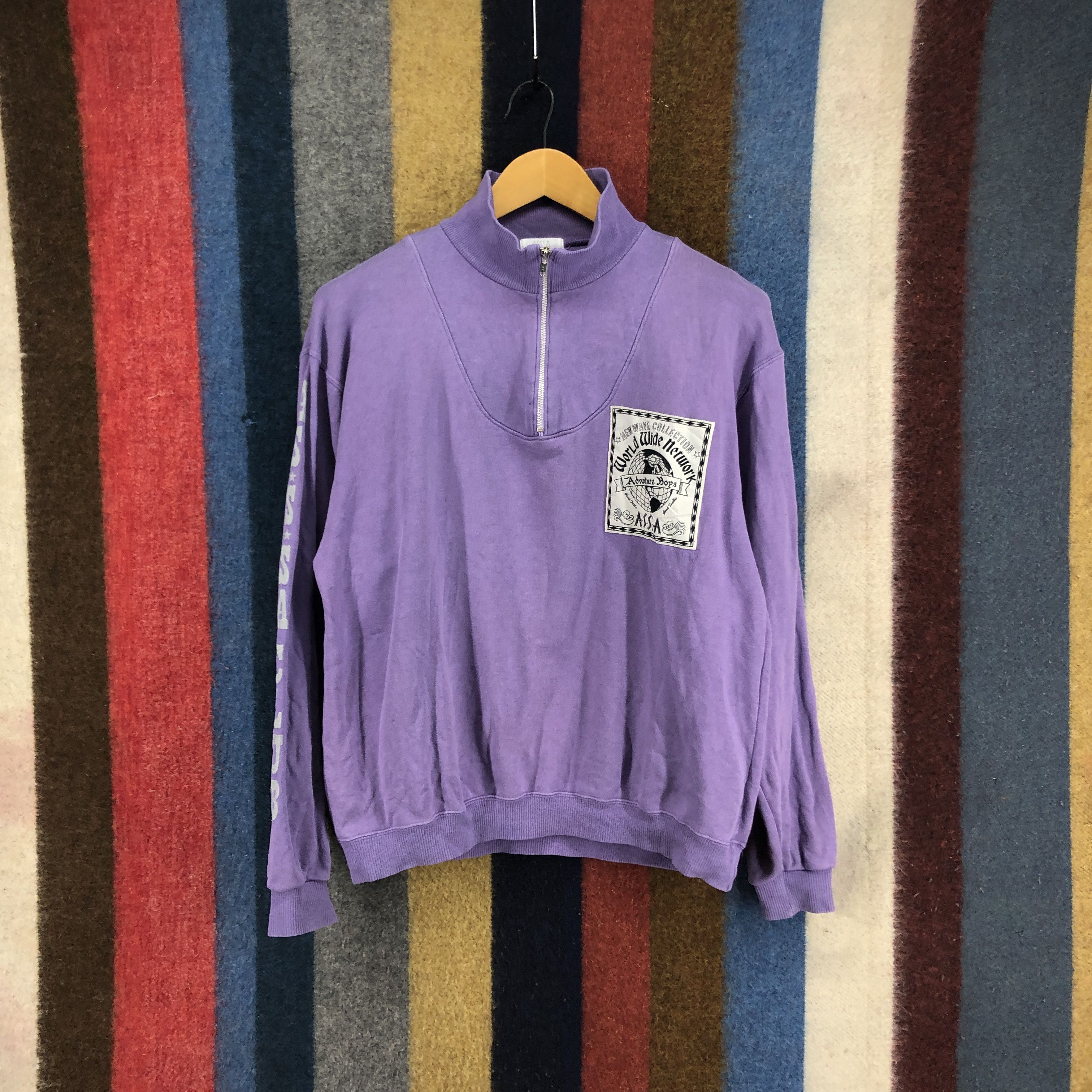 image of Vintage Asssa Club Turtle Neck Sweatshirt 0348/o in Purple, Men's (Size Medium)