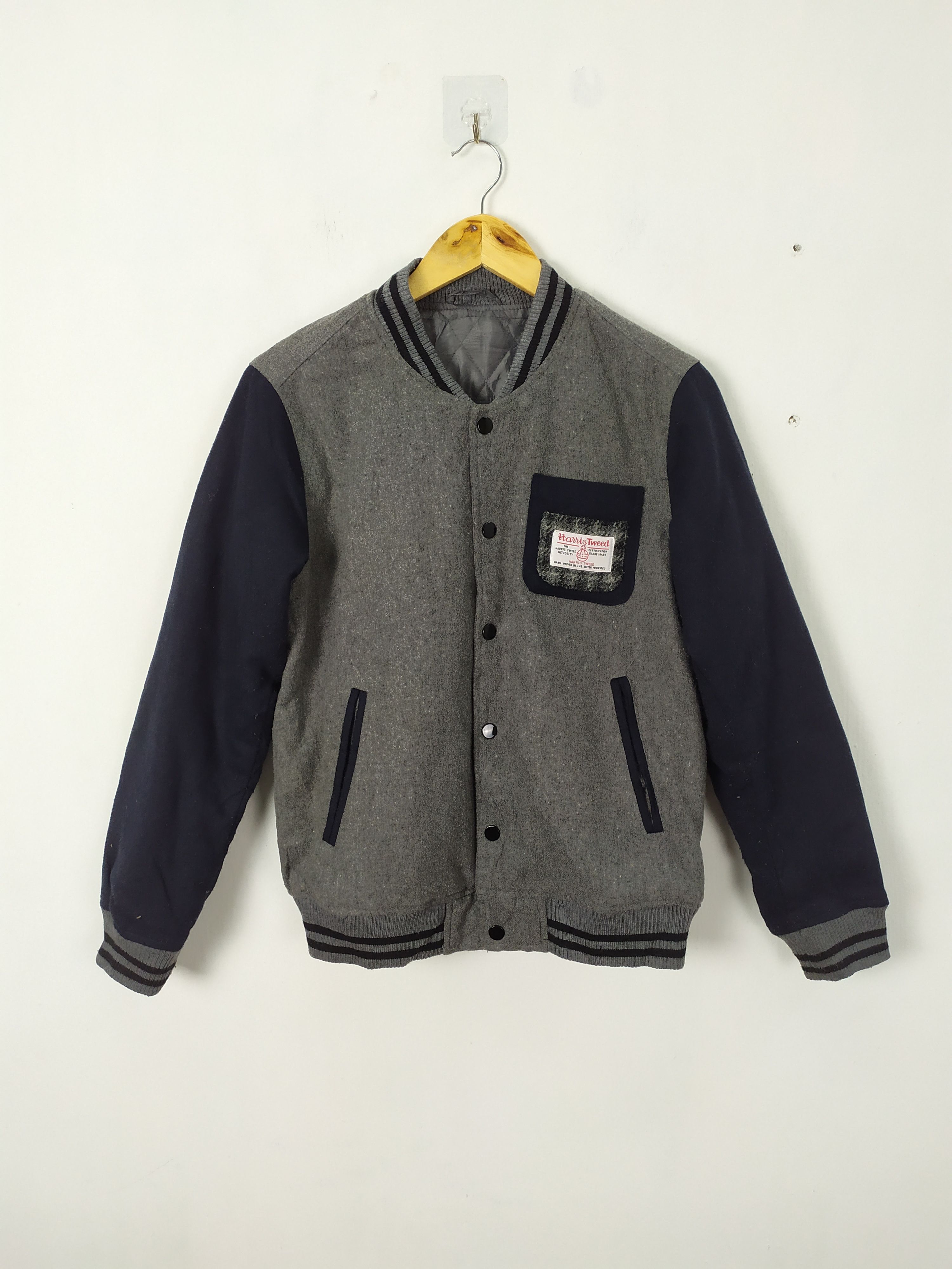 Harris Tweed HARRIS TWEED WOOL VARSITY JACKET Size US M / EU 48-50 / 2 - 2 Thumbnail