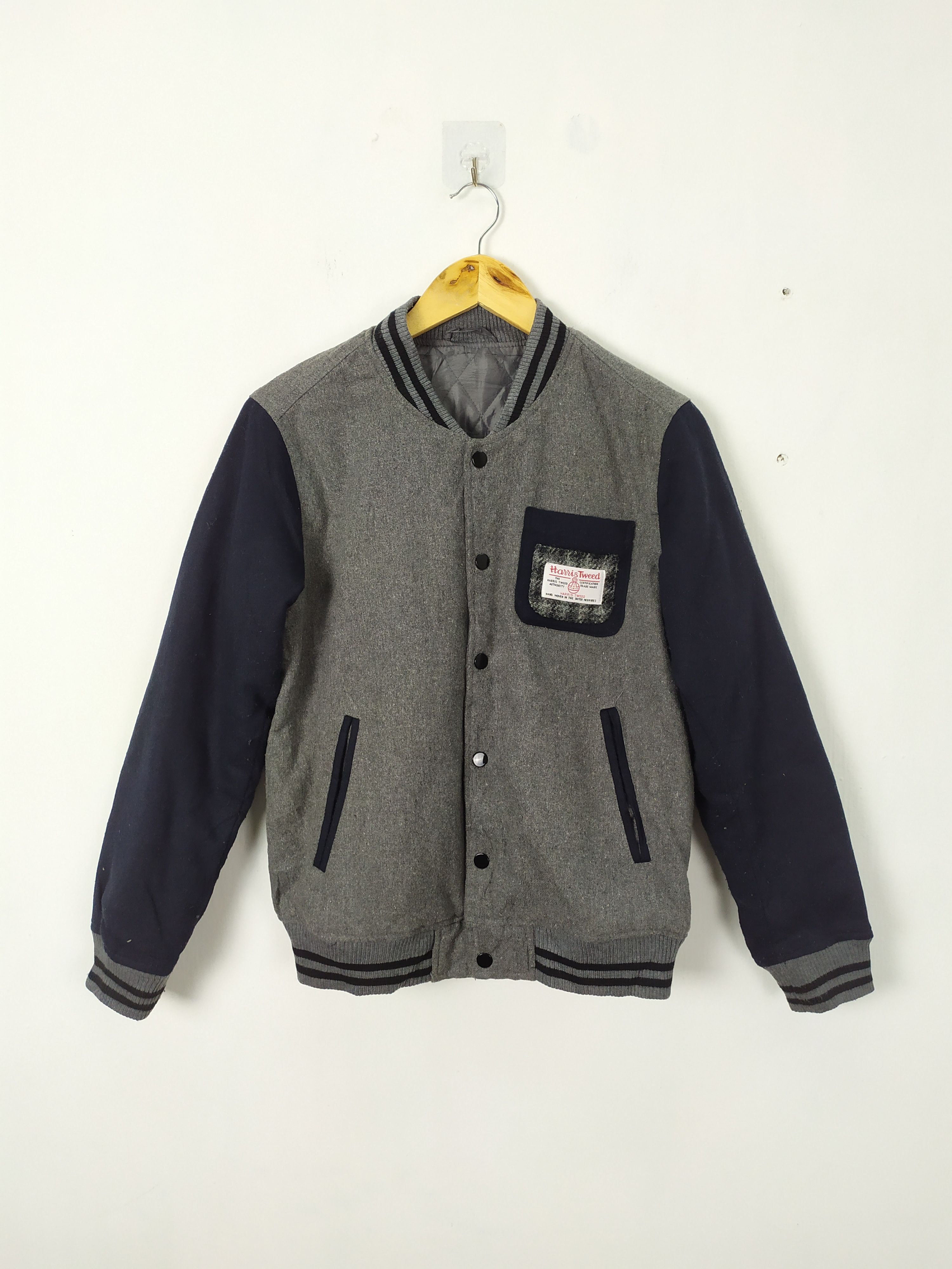 HARRIS TWEED WOOL VARSITY JACKET