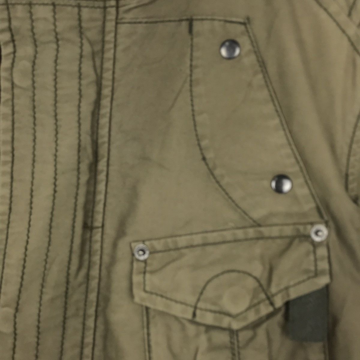 Japanese Brand PPFM Olive Green Military Bondage Belt Jacket Large Size Size US L / EU 52-54 / 3 - 4 Thumbnail