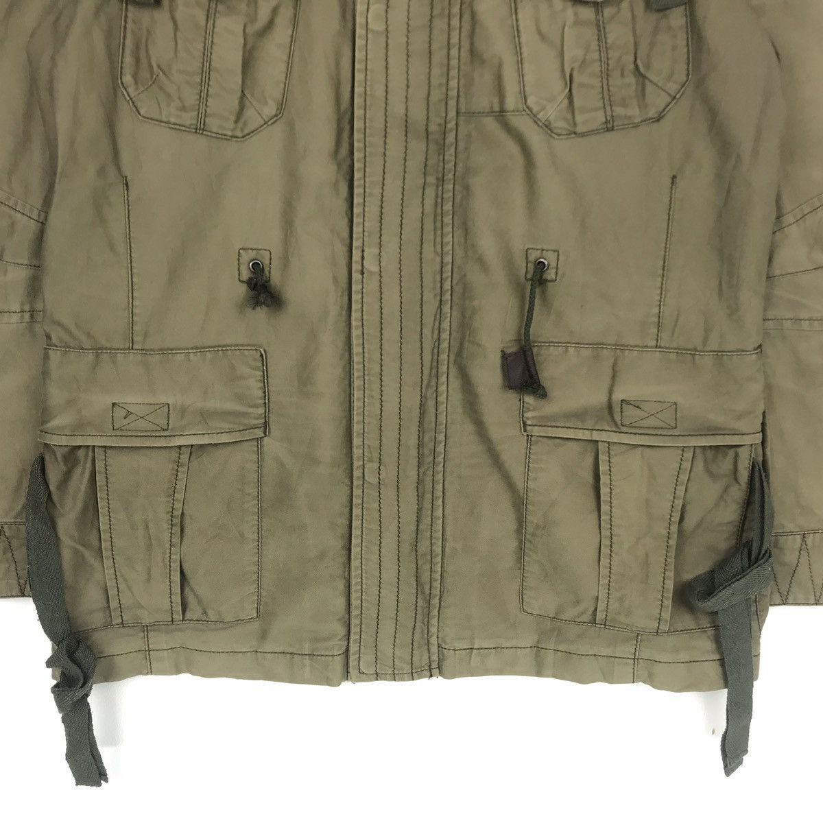 Japanese Brand PPFM Olive Green Military Bondage Belt Jacket Large Size Size US L / EU 52-54 / 3 - 2 Thumbnail