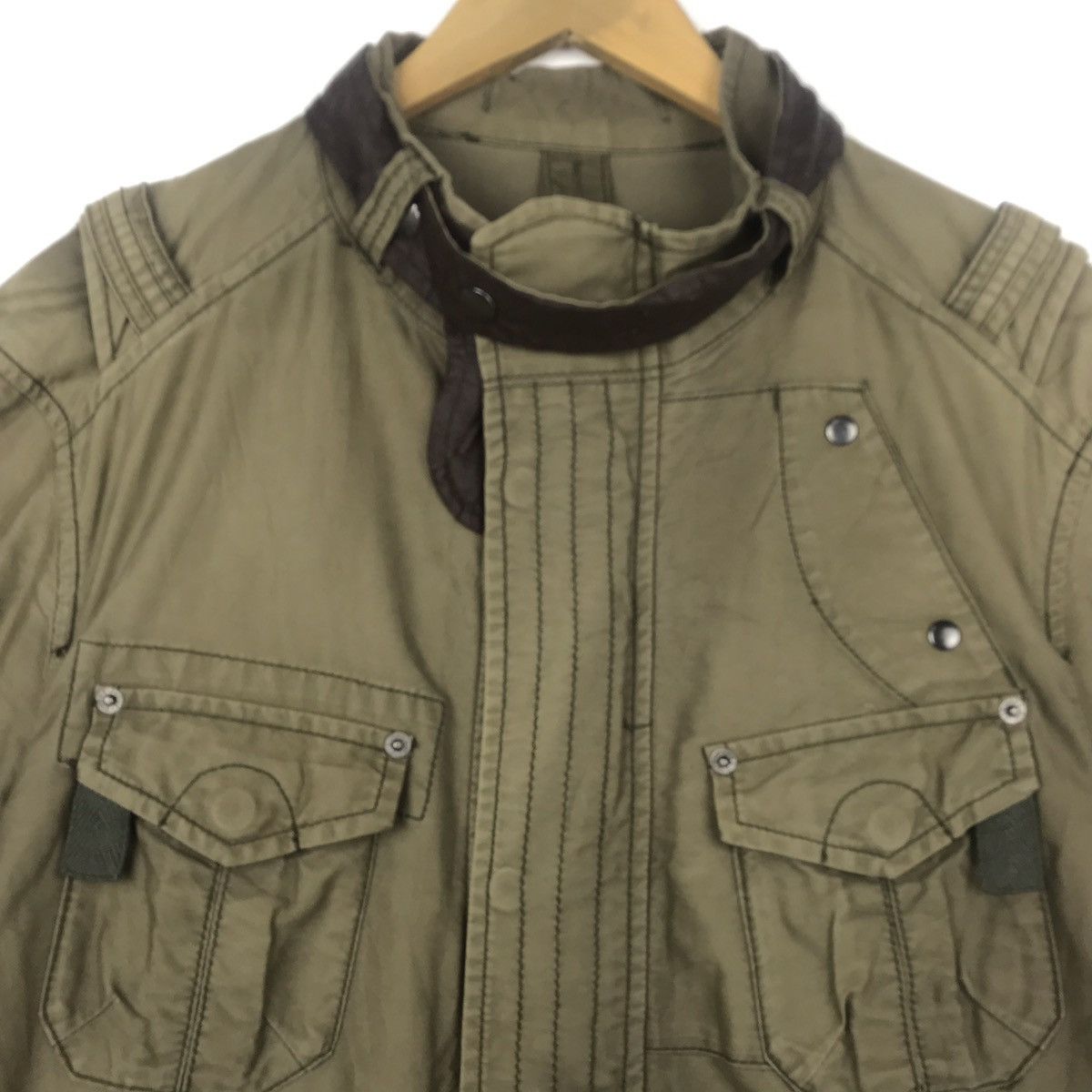 Japanese Brand PPFM Olive Green Military Bondage Belt Jacket Large Size Size US L / EU 52-54 / 3 - 3 Thumbnail