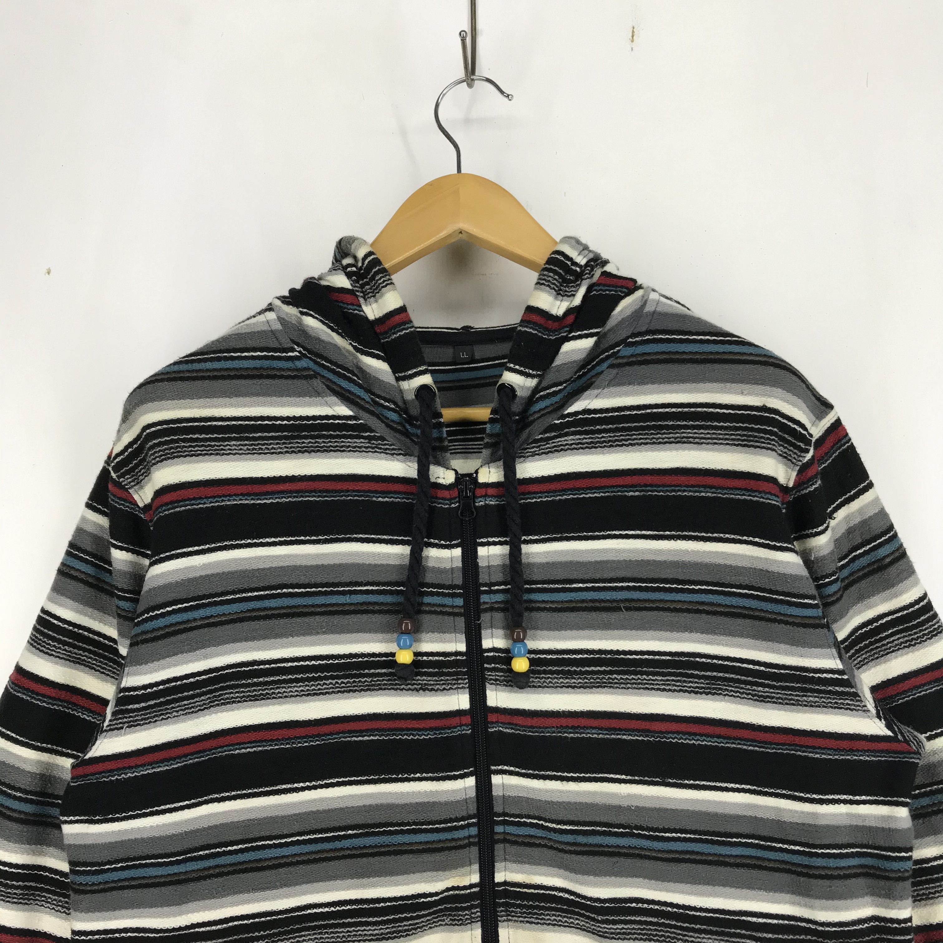 Japanese Brand SORRIDERE Multicolor Stripe Zipper Hoodie #2290-80 Size US M / EU 48-50 / 2 - 2 Thumbnail