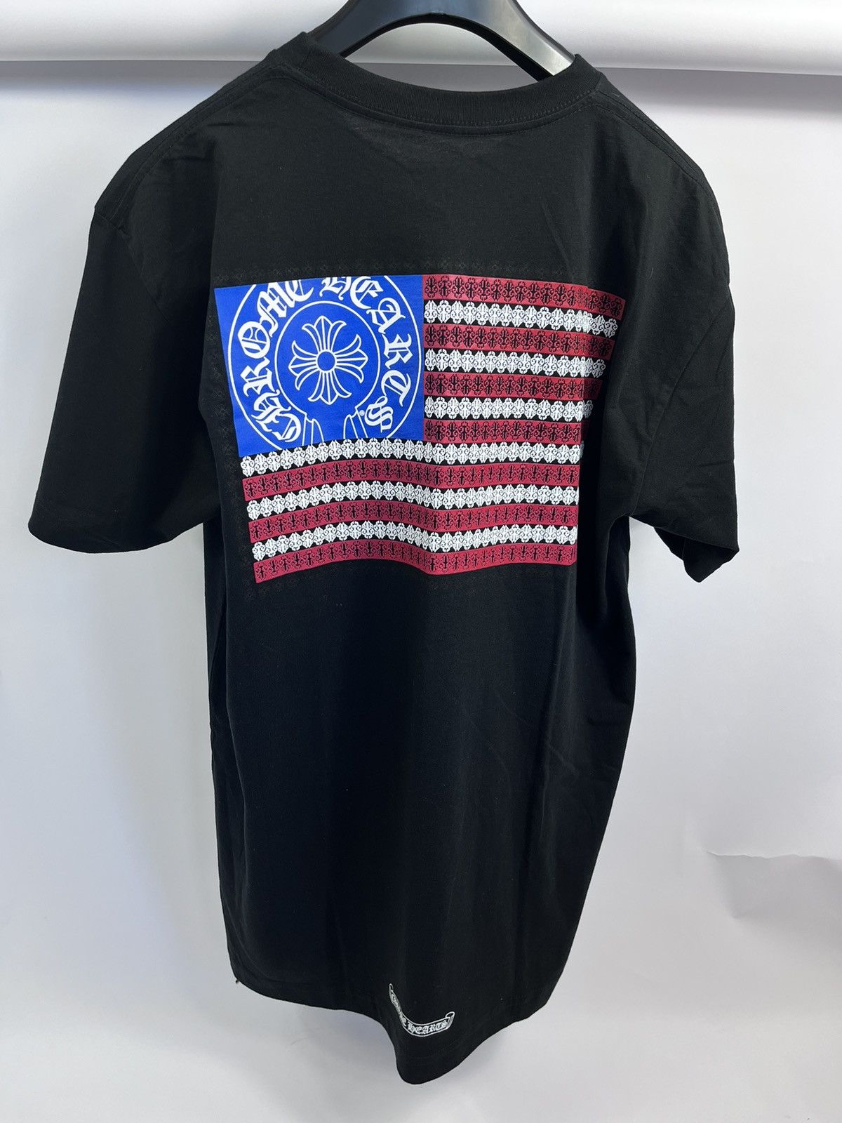 image of Chrome Hearts American Flag Print T-Shirt in Black, Men's (Size XL)