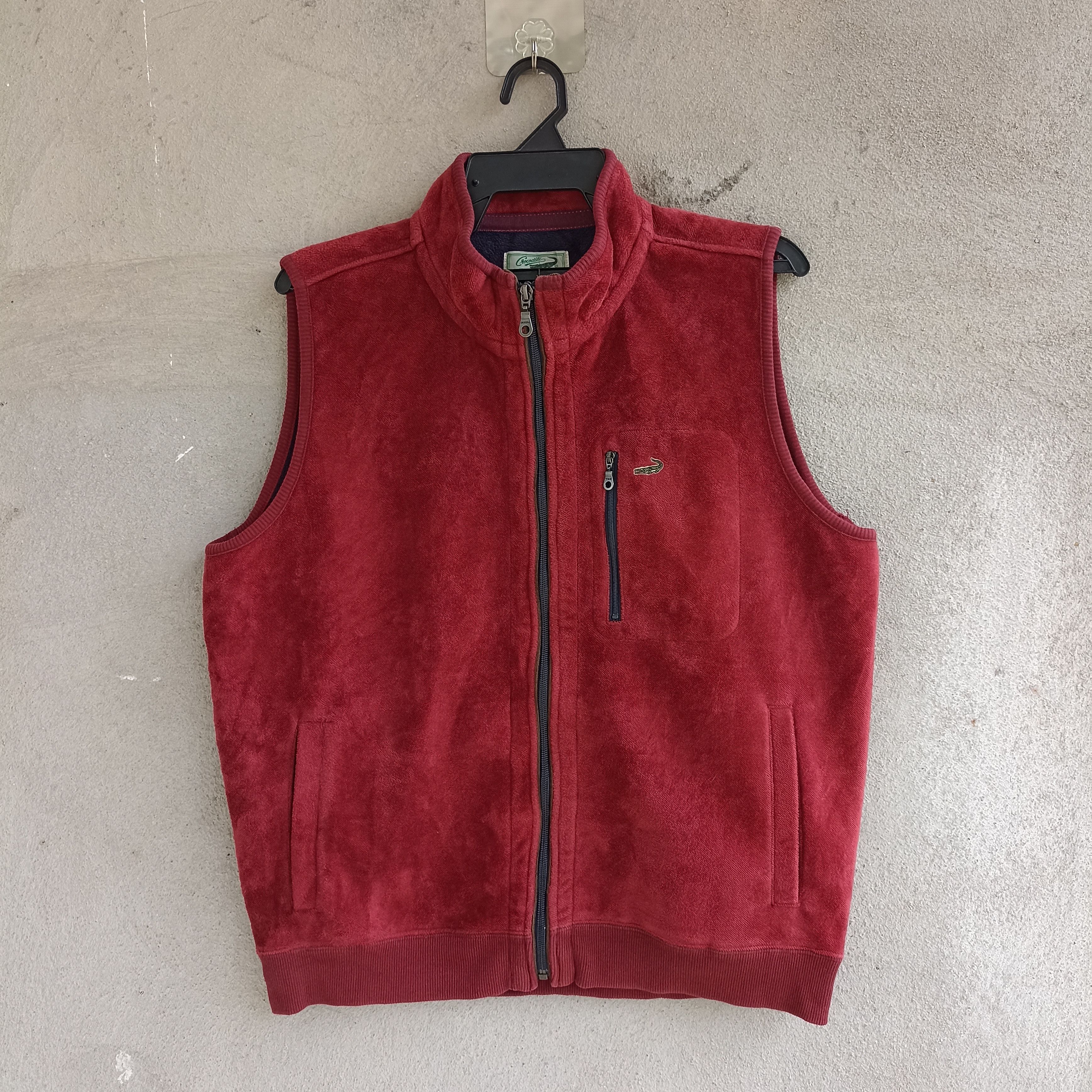 Lacoste Crocodile Embroidery Logo Marron Fleece Vest Size US L / EU 52-54 / 3 - 1 Thumbnail