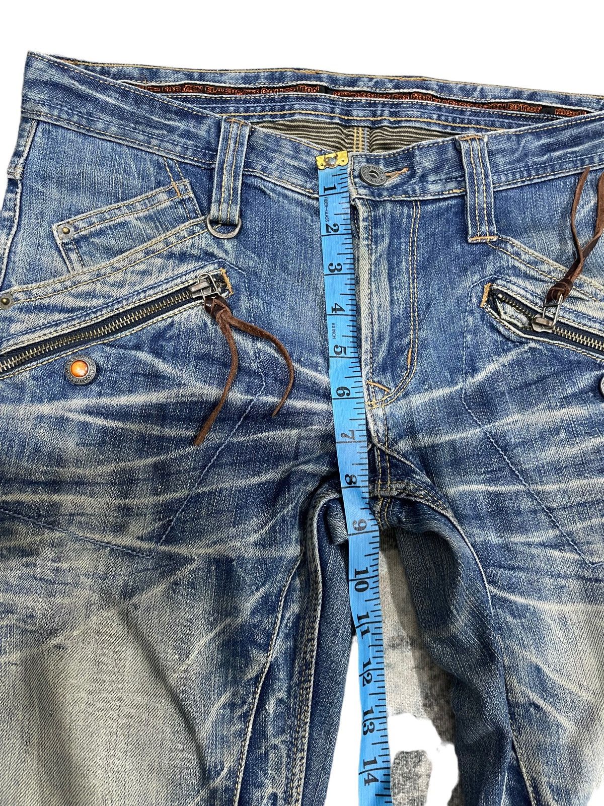 Japanese Brand Nicole Club For Men 8 Pocket Indigo Flared Denim Jeans Rare Size US 31 - 14 Thumbnail