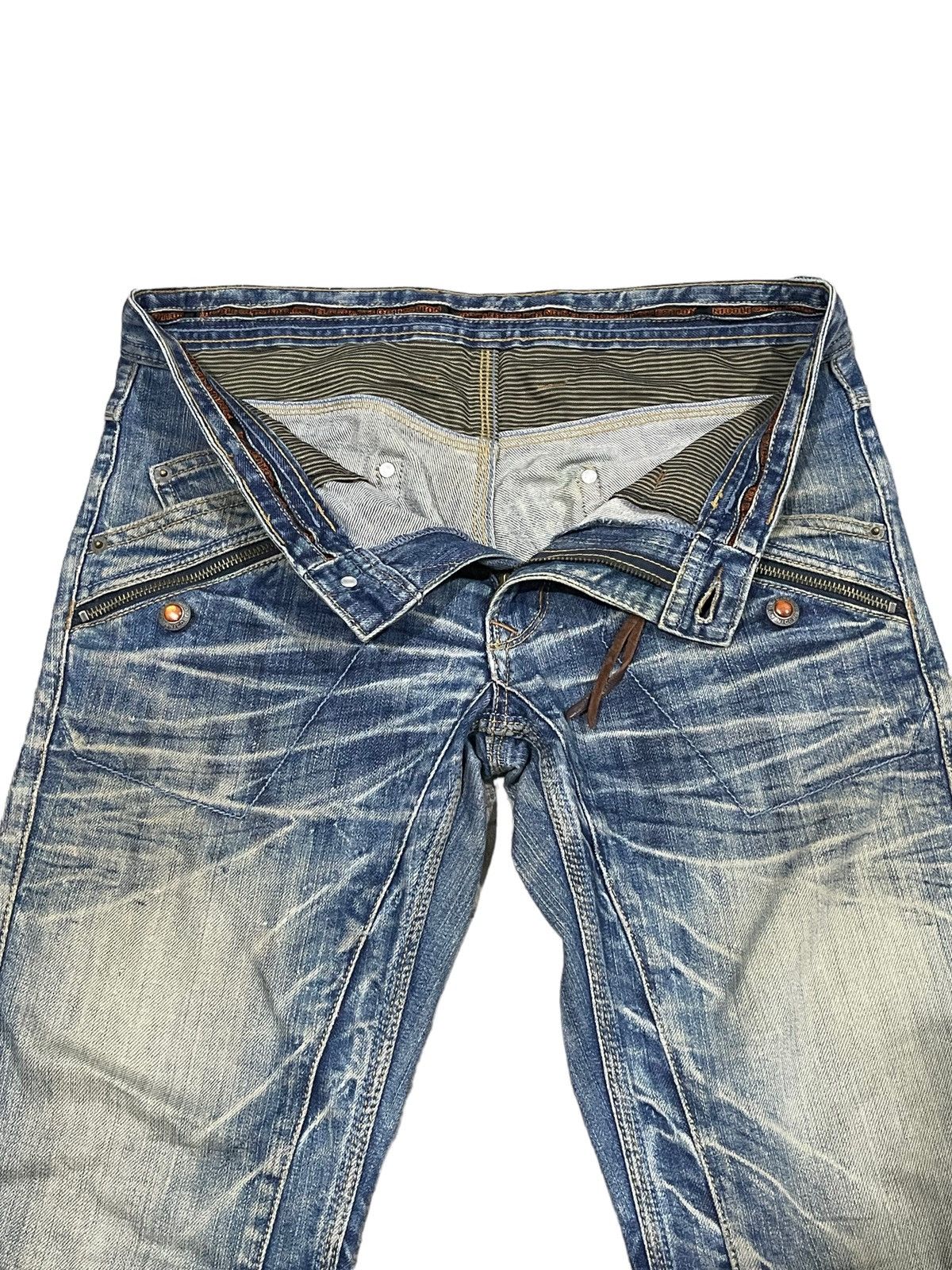 Japanese Brand Nicole Club For Men 8 Pocket Indigo Flared Denim Jeans Rare Size US 31 - 9 Thumbnail