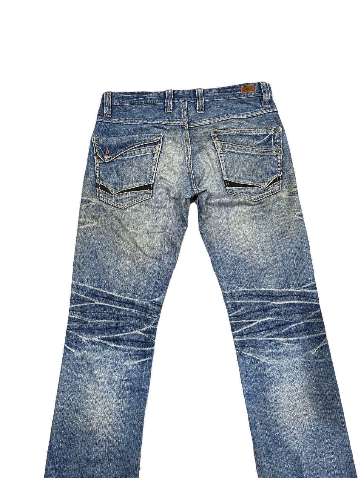 Japanese Brand Nicole Club For Men 8 Pocket Indigo Flared Denim Jeans Rare Size US 31 - 10 Thumbnail
