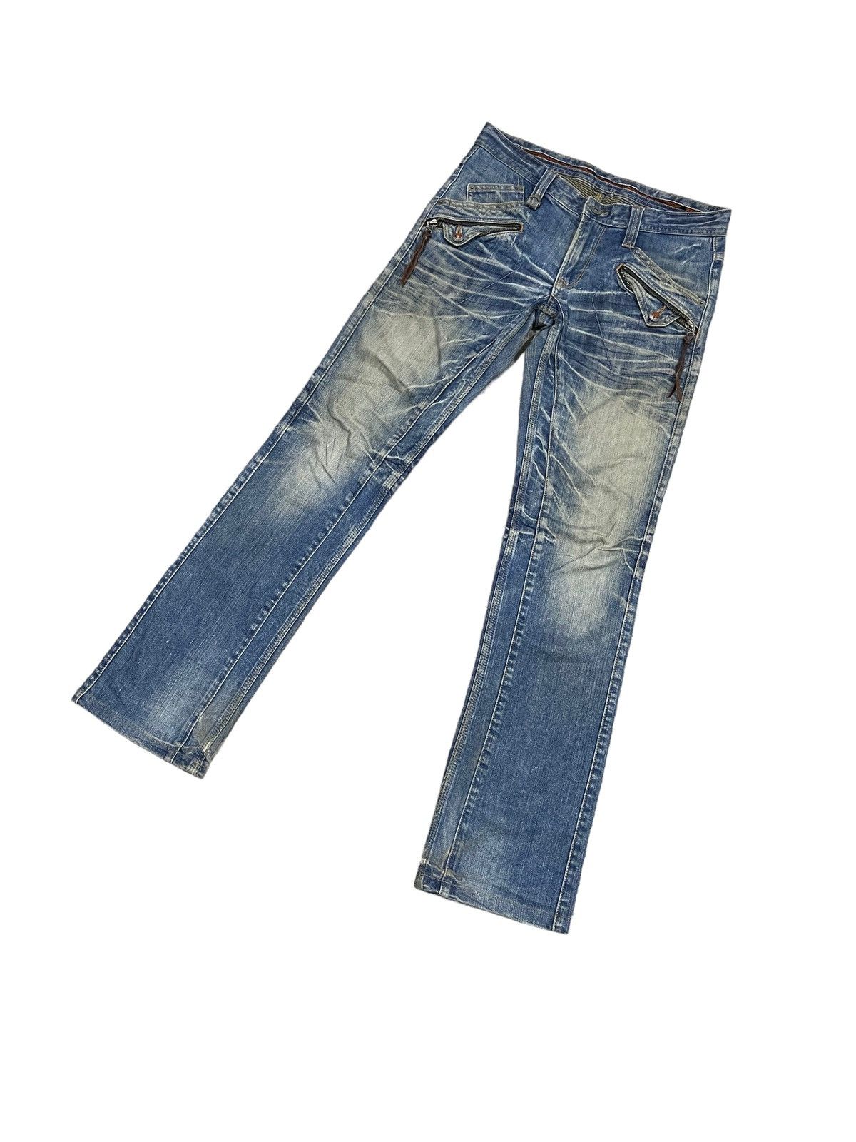 Japanese Brand Nicole Club For Men 8 Pocket Indigo Flared Denim Jeans Rare Size US 31 - 2 Thumbnail
