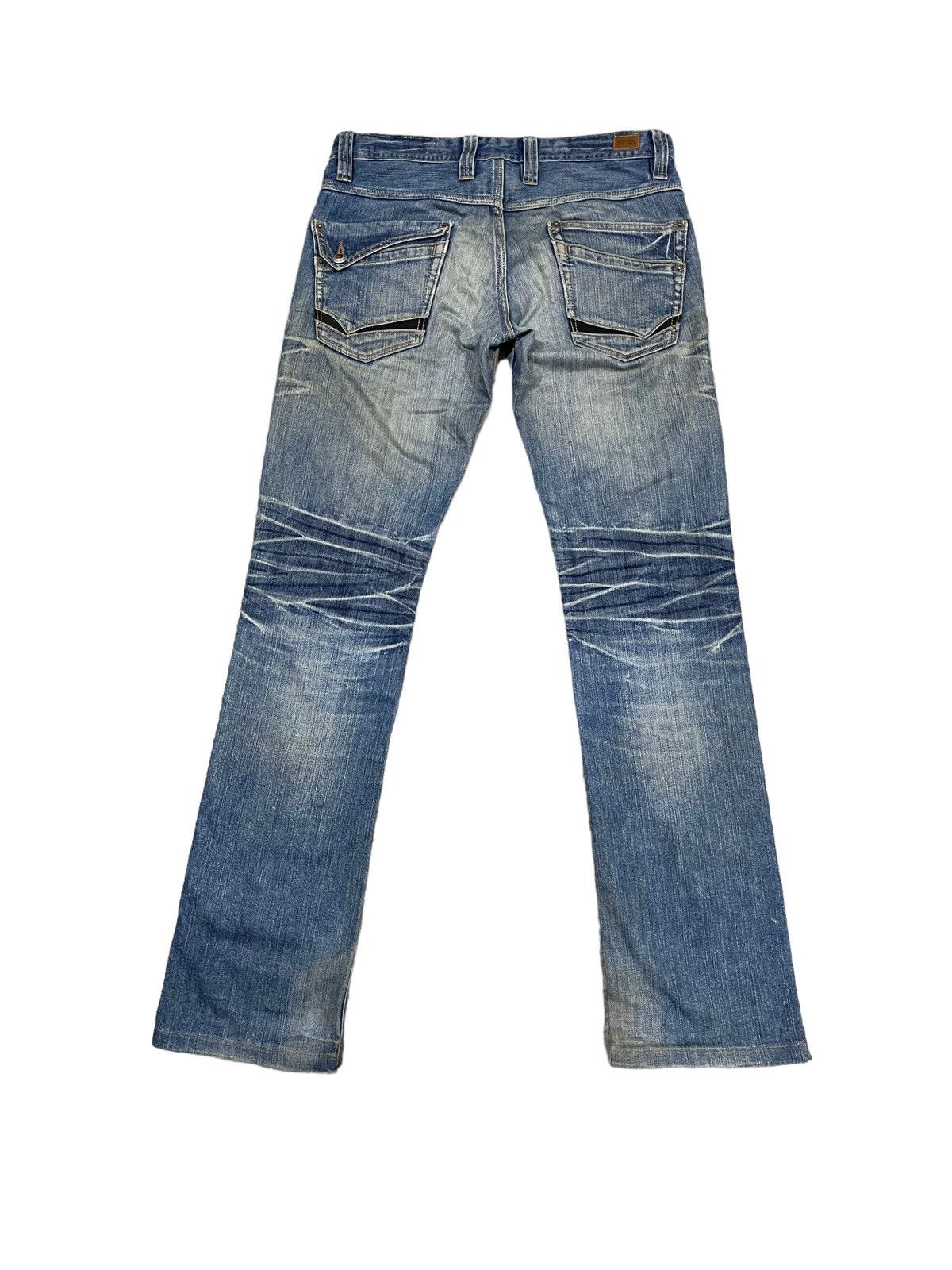 Japanese Brand Nicole Club For Men 8 Pocket Indigo Flared Denim Jeans Rare Size US 31 - 5 Thumbnail