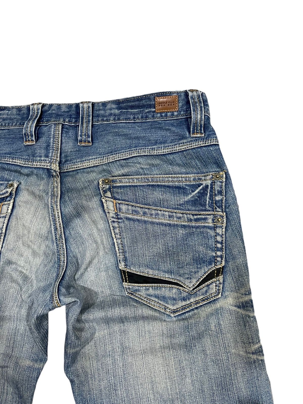 Japanese Brand Nicole Club For Men 8 Pocket Indigo Flared Denim Jeans Rare Size US 31 - 11 Thumbnail