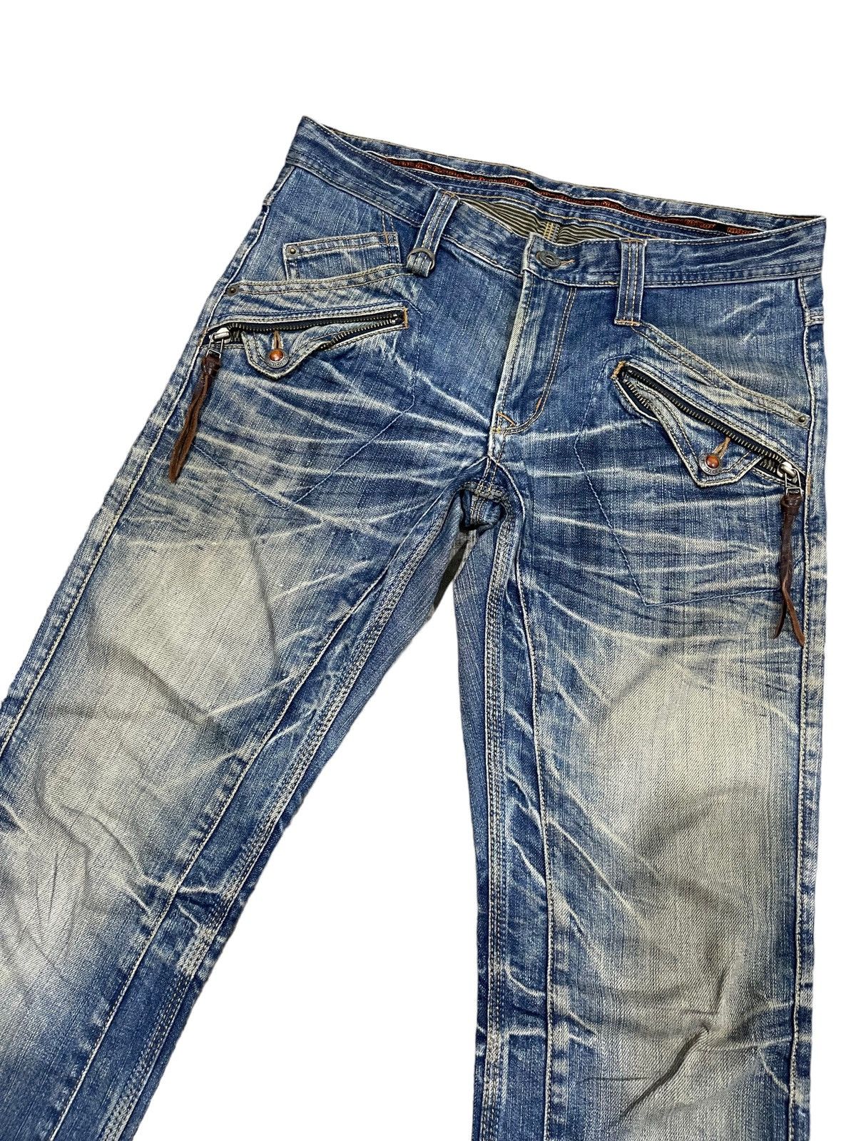 Japanese Brand Nicole Club For Men 8 Pocket Indigo Flared Denim Jeans Rare Size US 31 - 7 Thumbnail