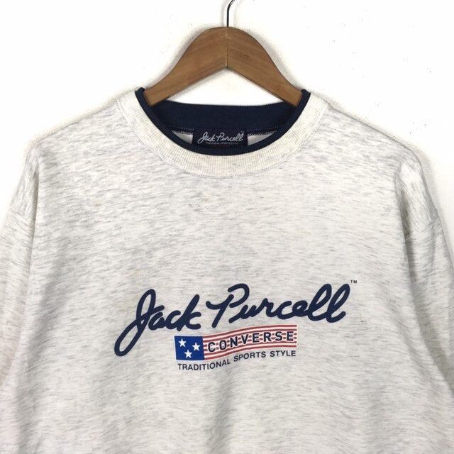 Converse × Vintage Vintage CONVERSE JACK PURCELL Big Logo Sweatshirt Pullover Size US L / EU 52-54 / 3 - 3 Thumbnail