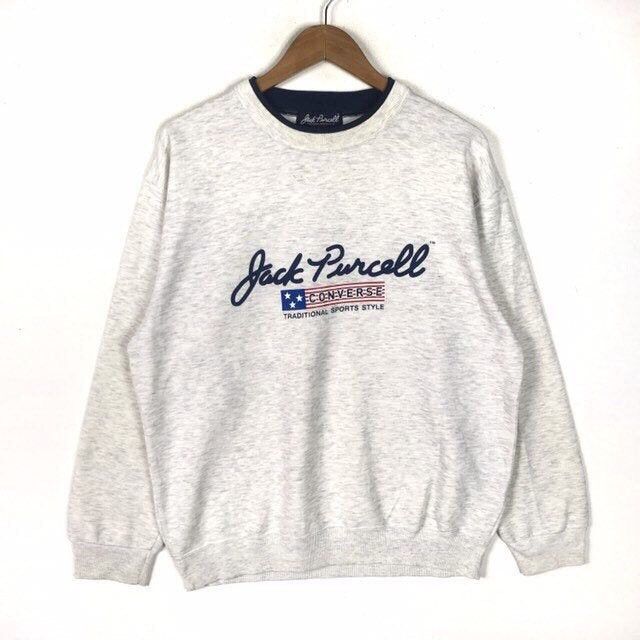 Converse × Vintage Vintage CONVERSE JACK PURCELL Big Logo Sweatshirt Pullover Size US L / EU 52-54 / 3 - 1 Thumbnail