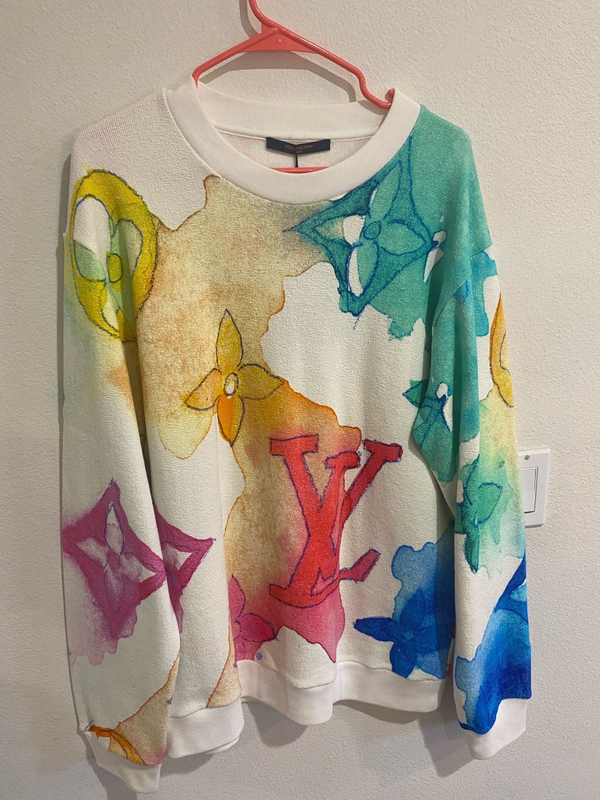 image of Louis Vuitton x Virgil Abloh Watercolor Sweater in White, Men's (Size 2XL)