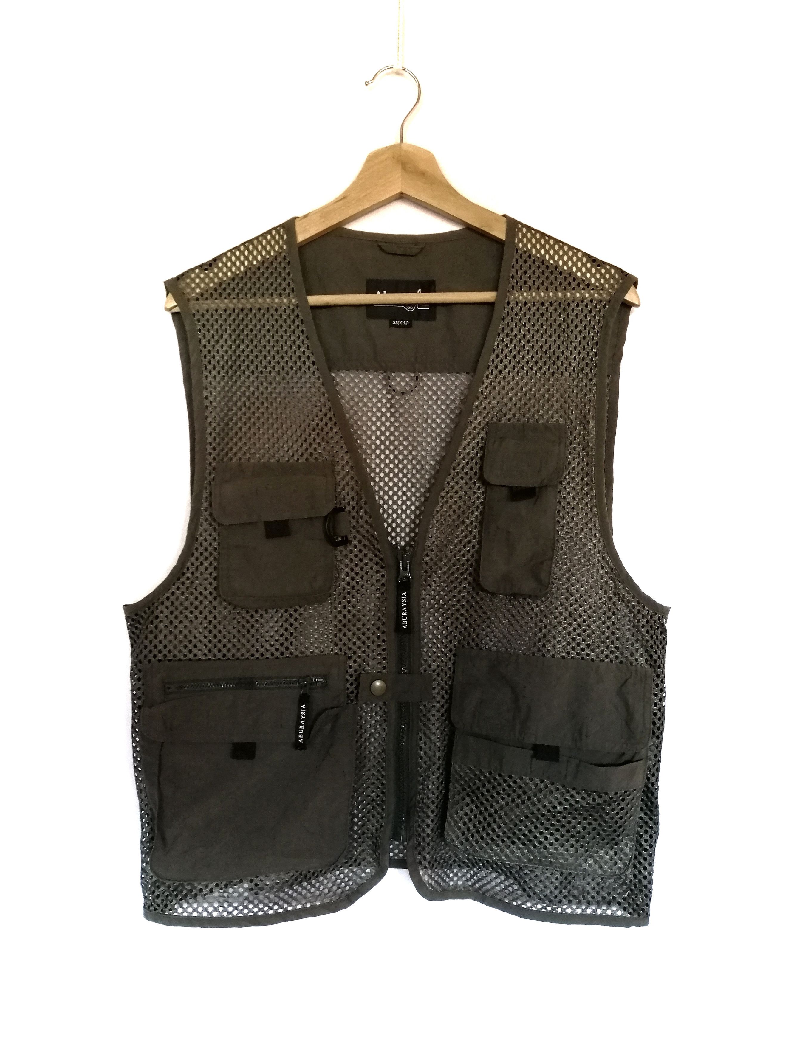 image of Vintage Aburaysia Tactical Vest Jacket in Army Green, Men's (Size Medium)