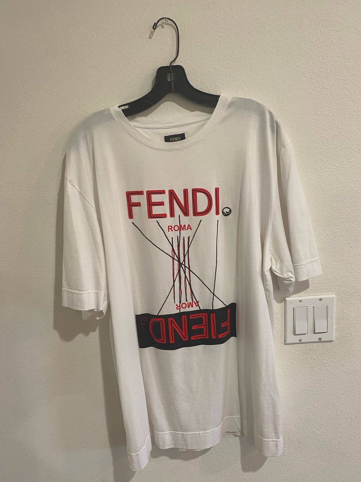 Image of Fendi “Fendi Fiend” Shirt in White, Men's (Size 2XL)