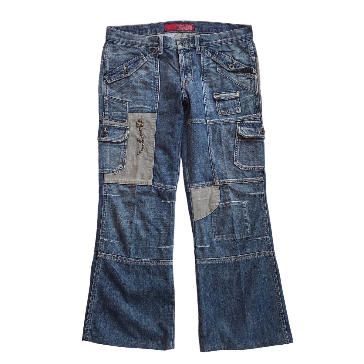 Vintage Y2K Guess Jeans Flared Multy Pocket Cargo Pants
