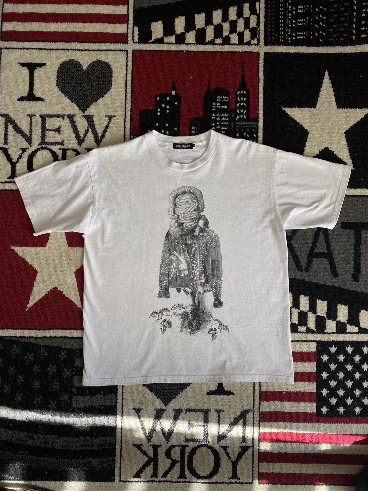image of Undercover White Tee Gut Riders Jacket, Men's (Size Medium)