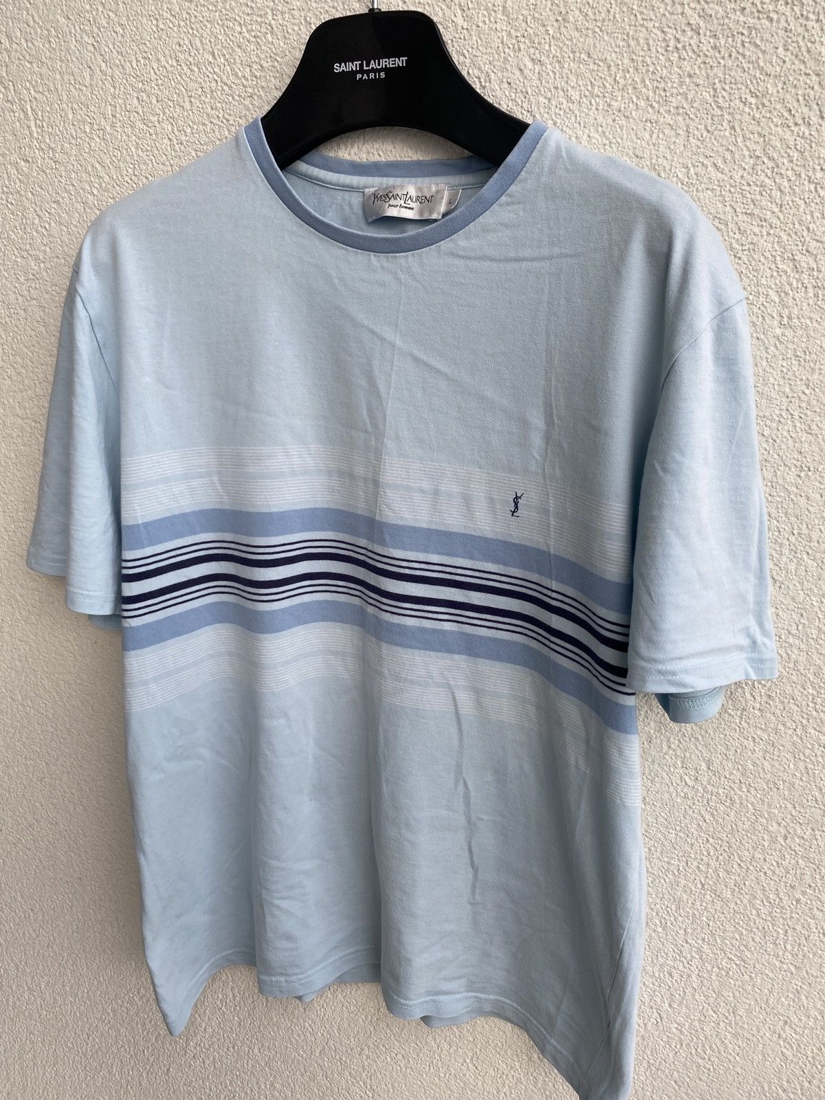 Yves Saint Laurent Blue/Mint YSL T-shirt Yves Saint Laurent t-shirt Size US L / EU 52-54 / 3 - 3 Thumbnail