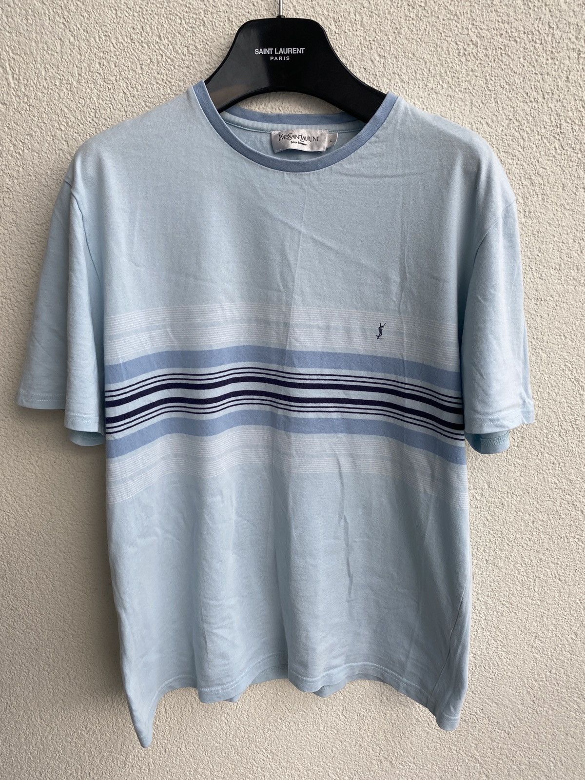 Yves Saint Laurent Blue/Mint YSL T-shirt Yves Saint Laurent t-shirt Size US L / EU 52-54 / 3 - 11 Thumbnail