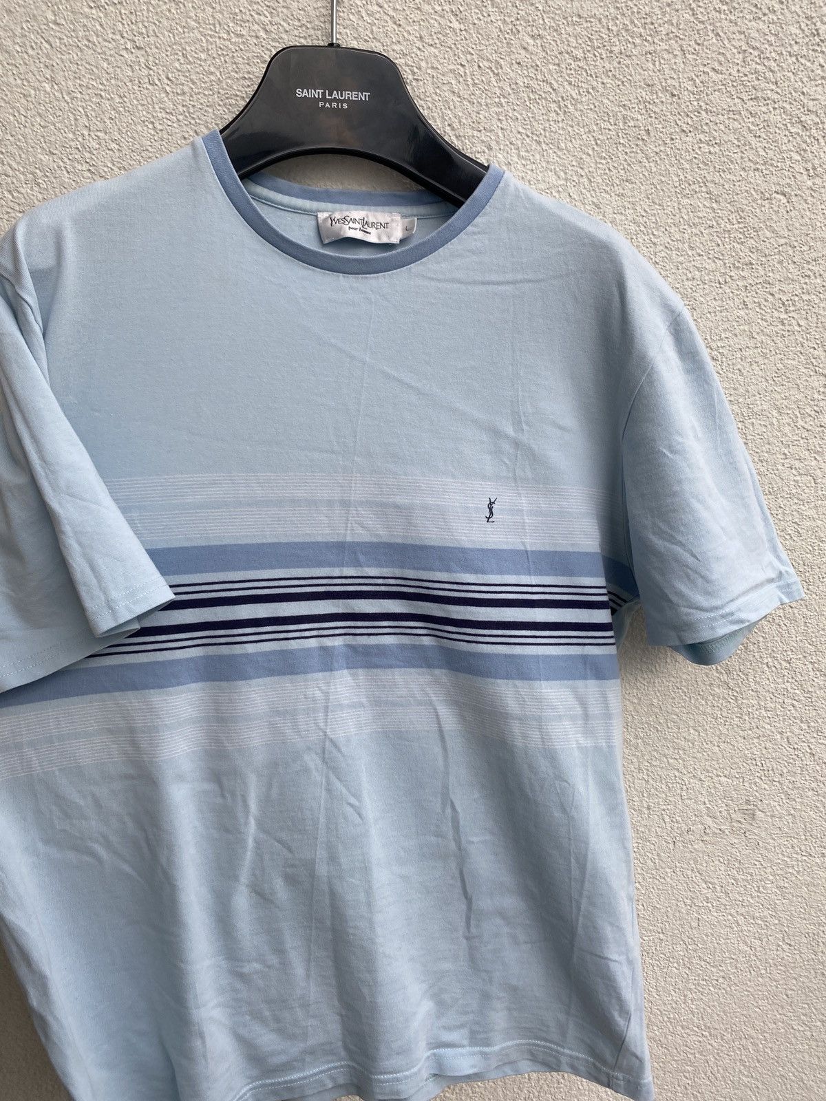 Yves Saint Laurent Blue/Mint YSL T-shirt Yves Saint Laurent t-shirt Size US L / EU 52-54 / 3 - 10 Thumbnail