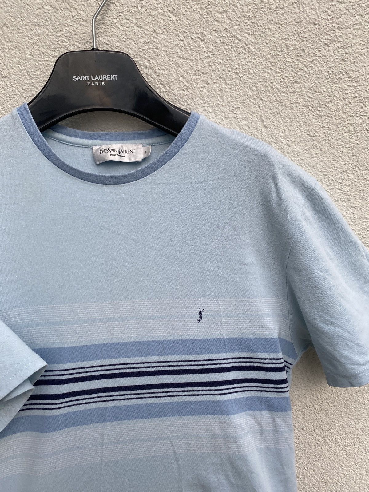 Yves Saint Laurent Blue/Mint YSL T-shirt Yves Saint Laurent t-shirt Size US L / EU 52-54 / 3 - 1 Thumbnail