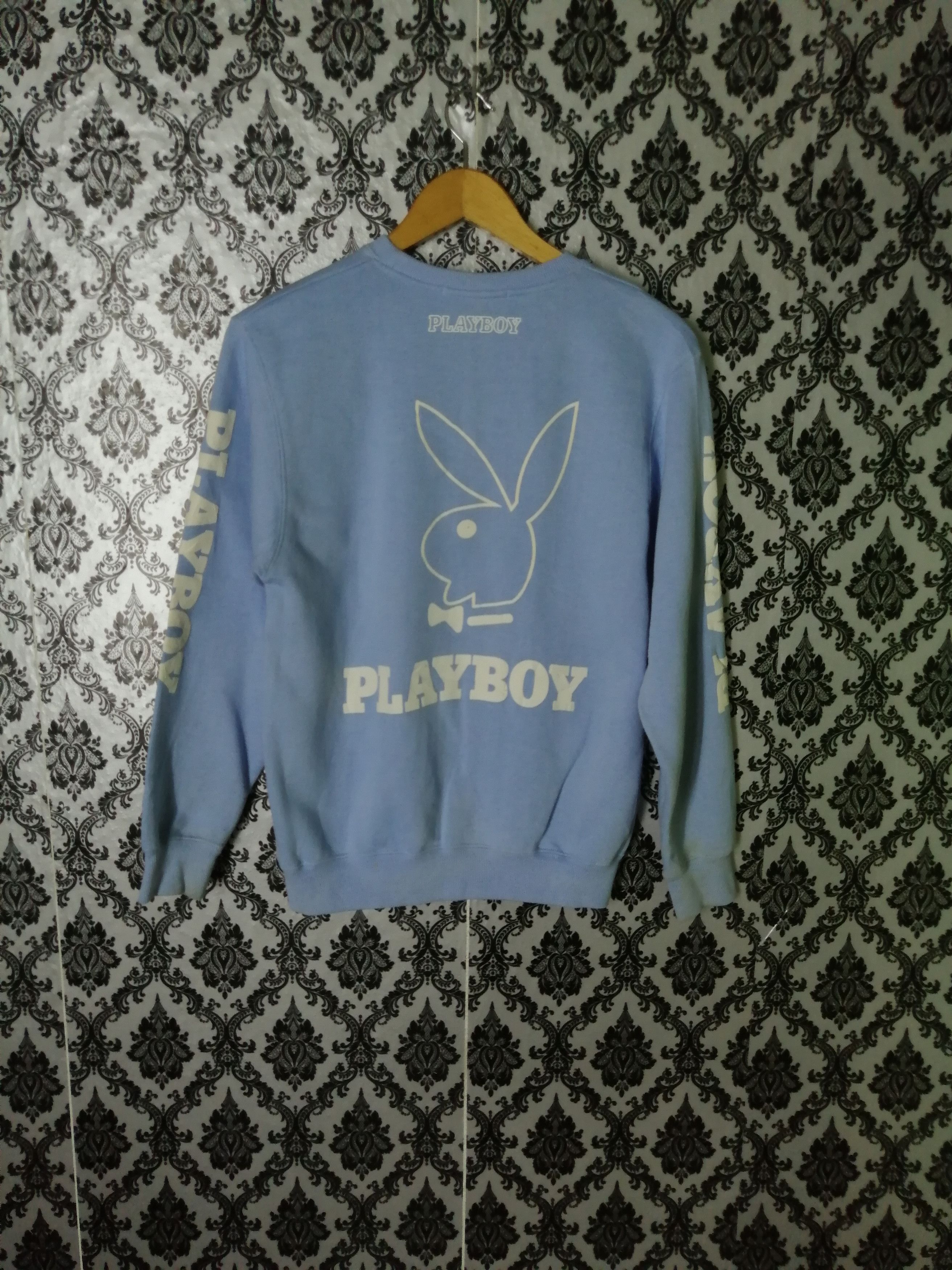 image of Playboy Bunny Big Logo Sweatshirt in Sky Blue, Men's (Size Small)
