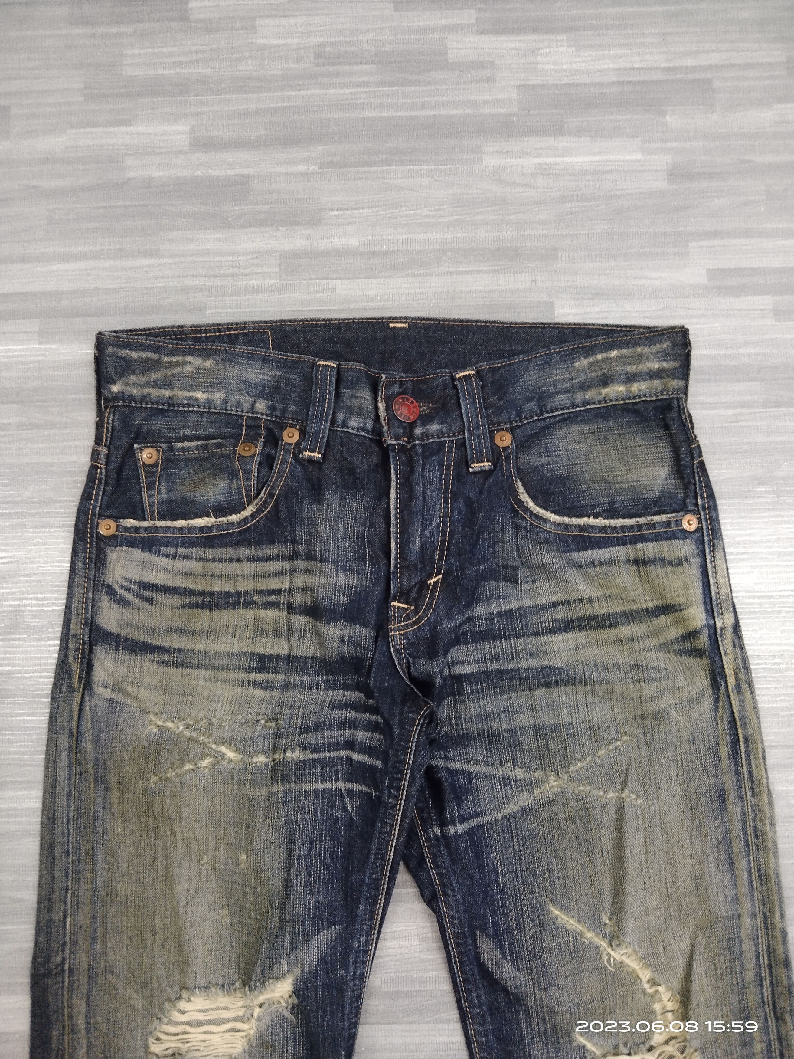 Edwin FLARE SICK RIPED BLUE TRIP DENIM PANTS Size US 30 / EU 46 - 4 Thumbnail