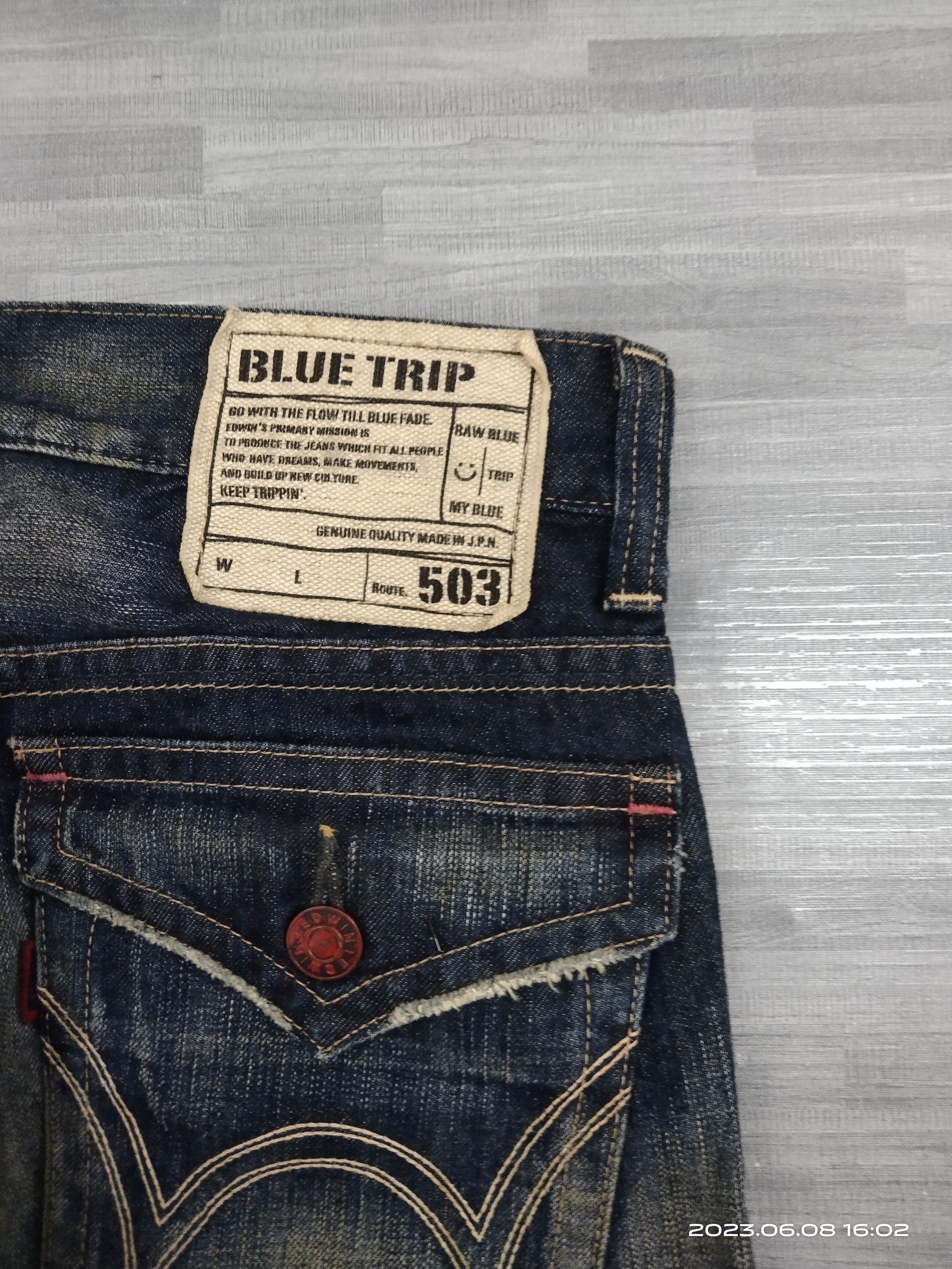 Edwin FLARE SICK RIPED BLUE TRIP DENIM PANTS Size US 30 / EU 46 - 10 Thumbnail