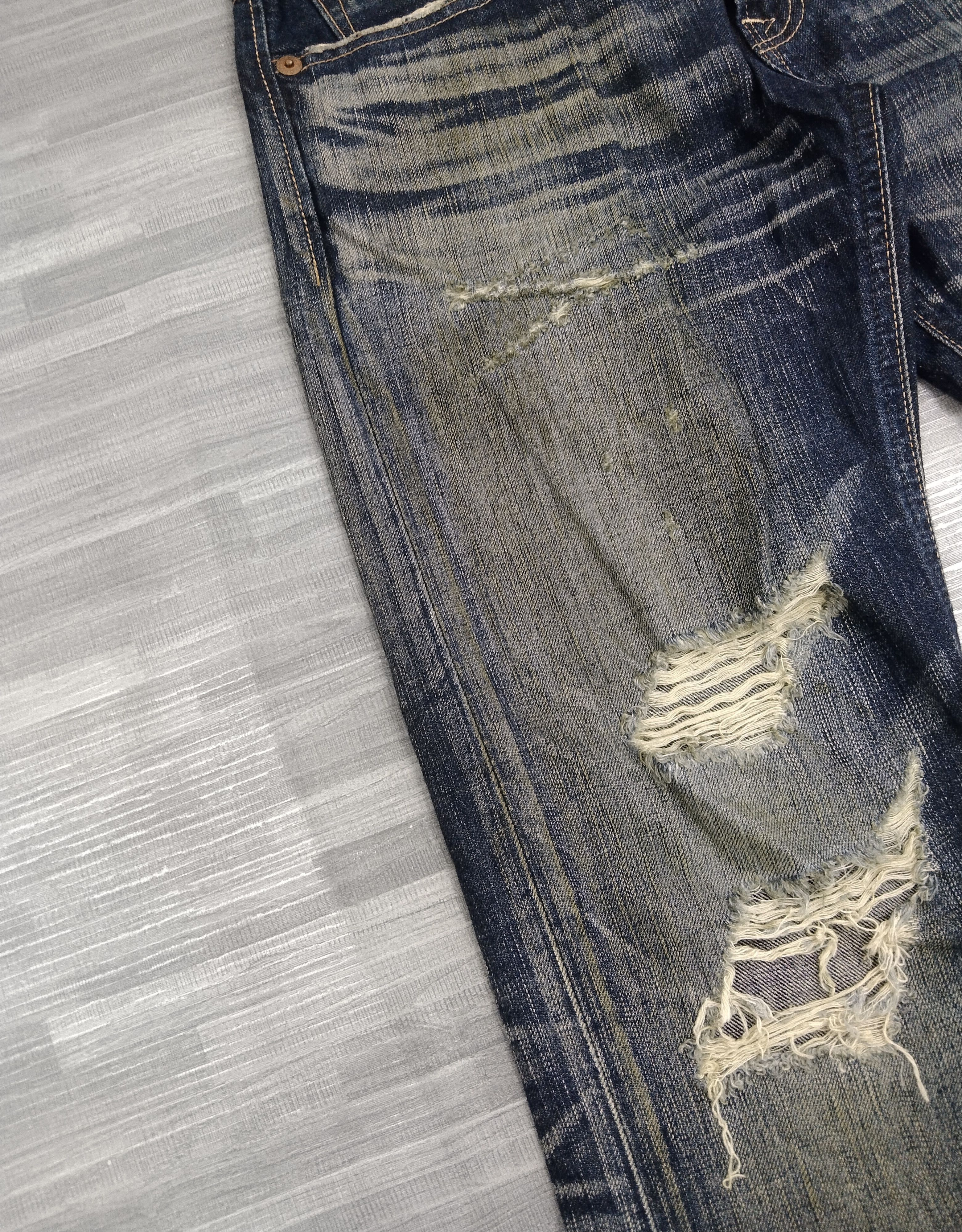 Edwin FLARE SICK RIPED BLUE TRIP DENIM PANTS Size US 30 / EU 46 - 7 Thumbnail
