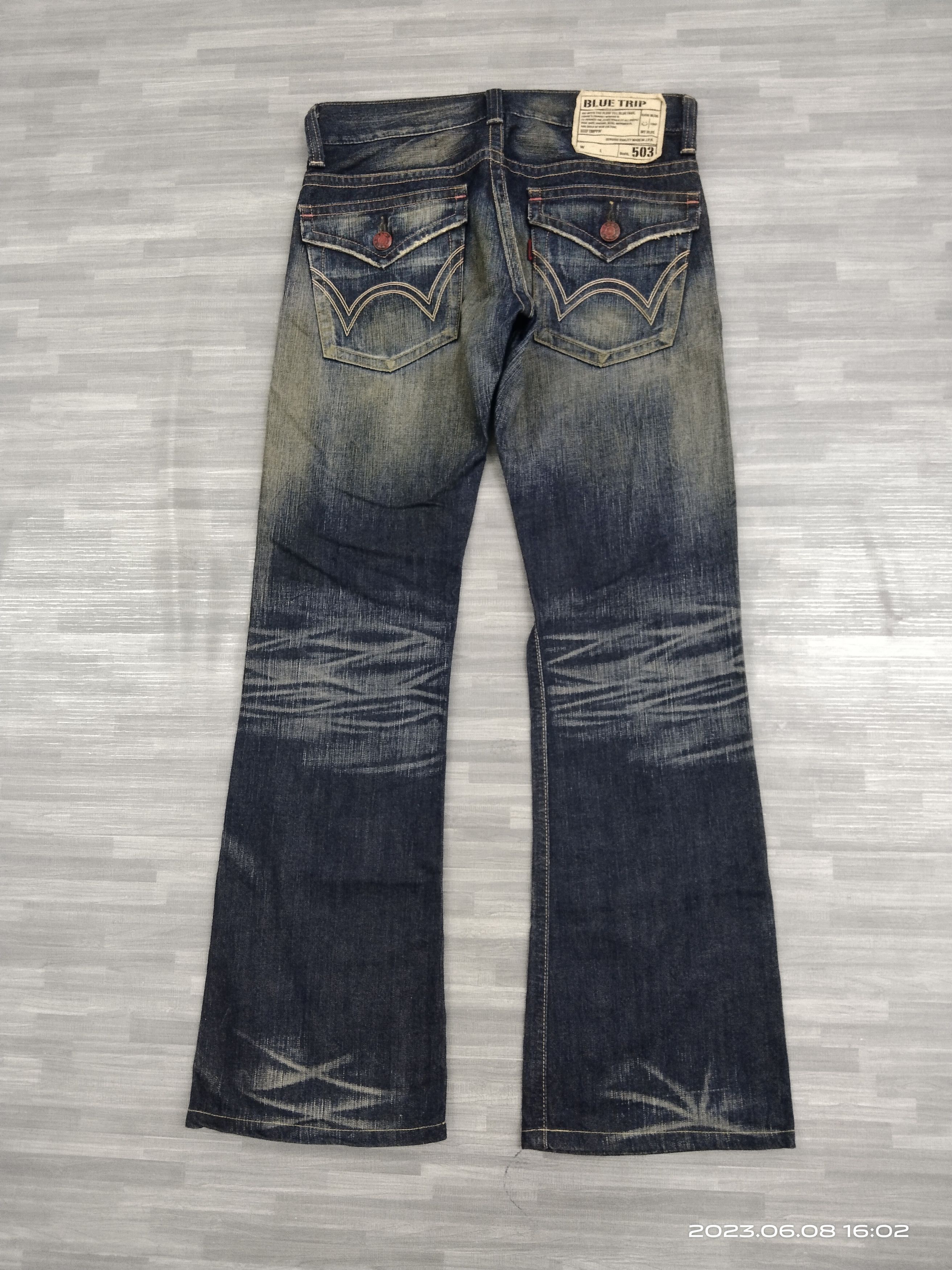 Edwin FLARE SICK RIPED BLUE TRIP DENIM PANTS Size US 30 / EU 46 - 3 Thumbnail