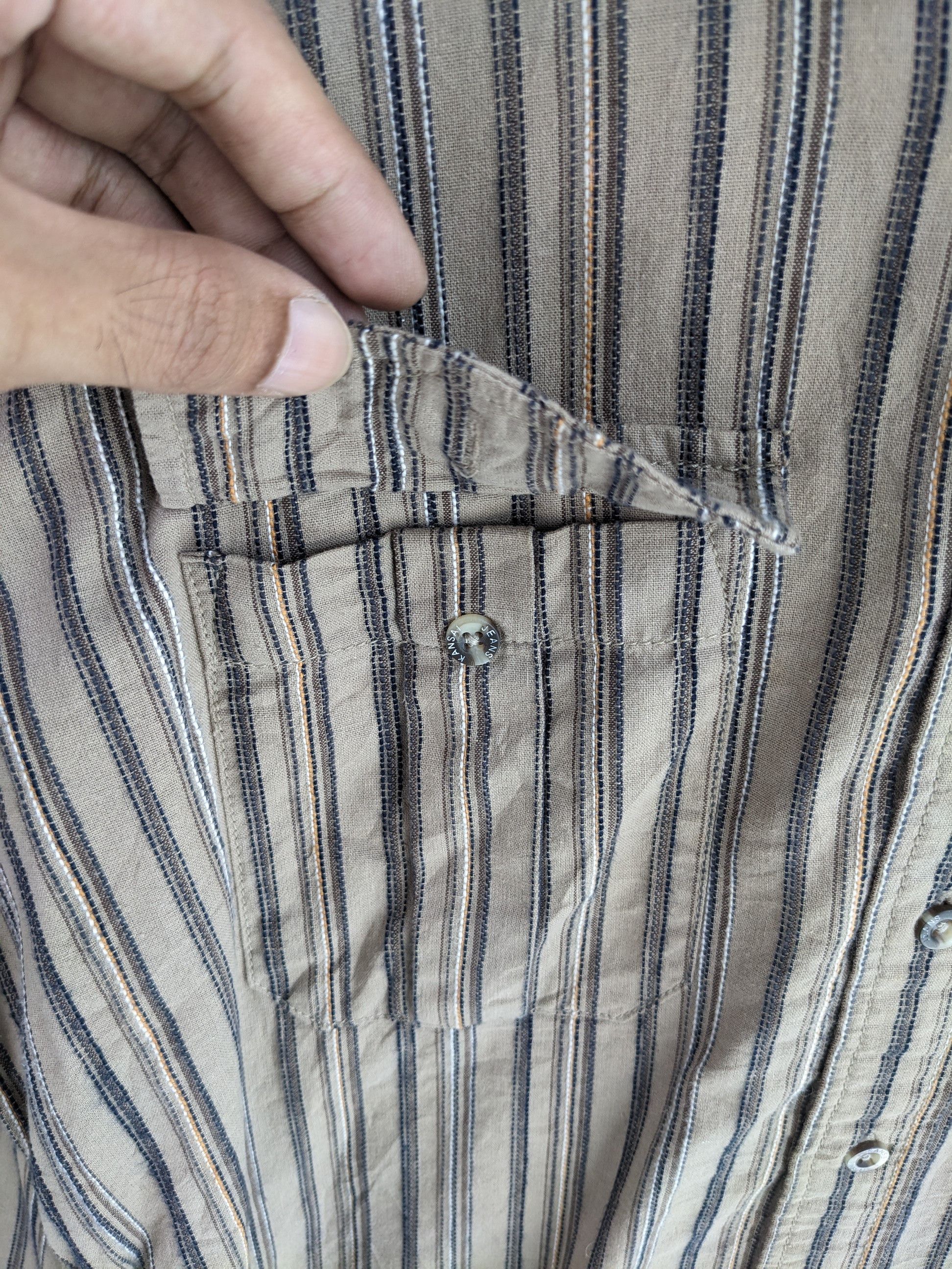 Japanese Brand × Vintage Vintage Kansai Jeans Shirt Button Up Hickory Kapital Style Size US M / EU 48-50 / 2 - 10 Thumbnail