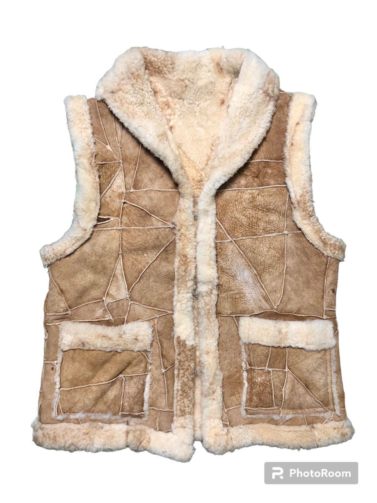 Vintage Japanese brand Patchwork Leather Vest Jacket