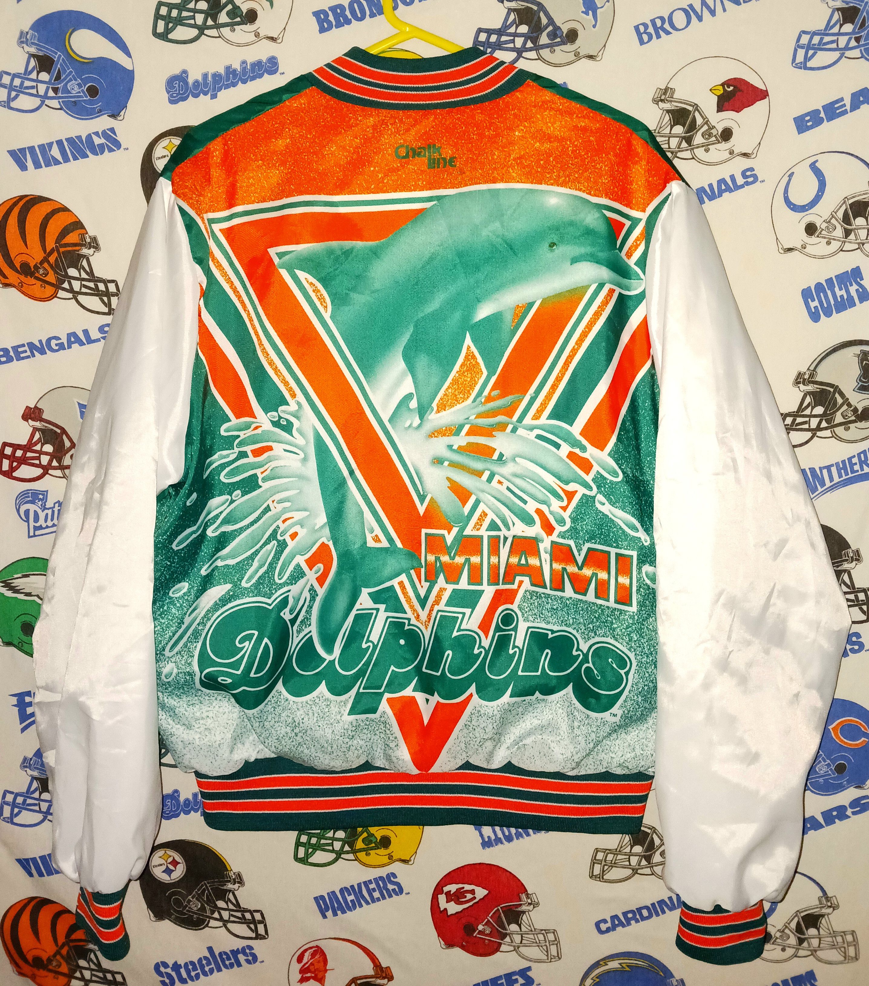 Vintage Miami Dolphins Satin Chalk Line Jacket Sz. L