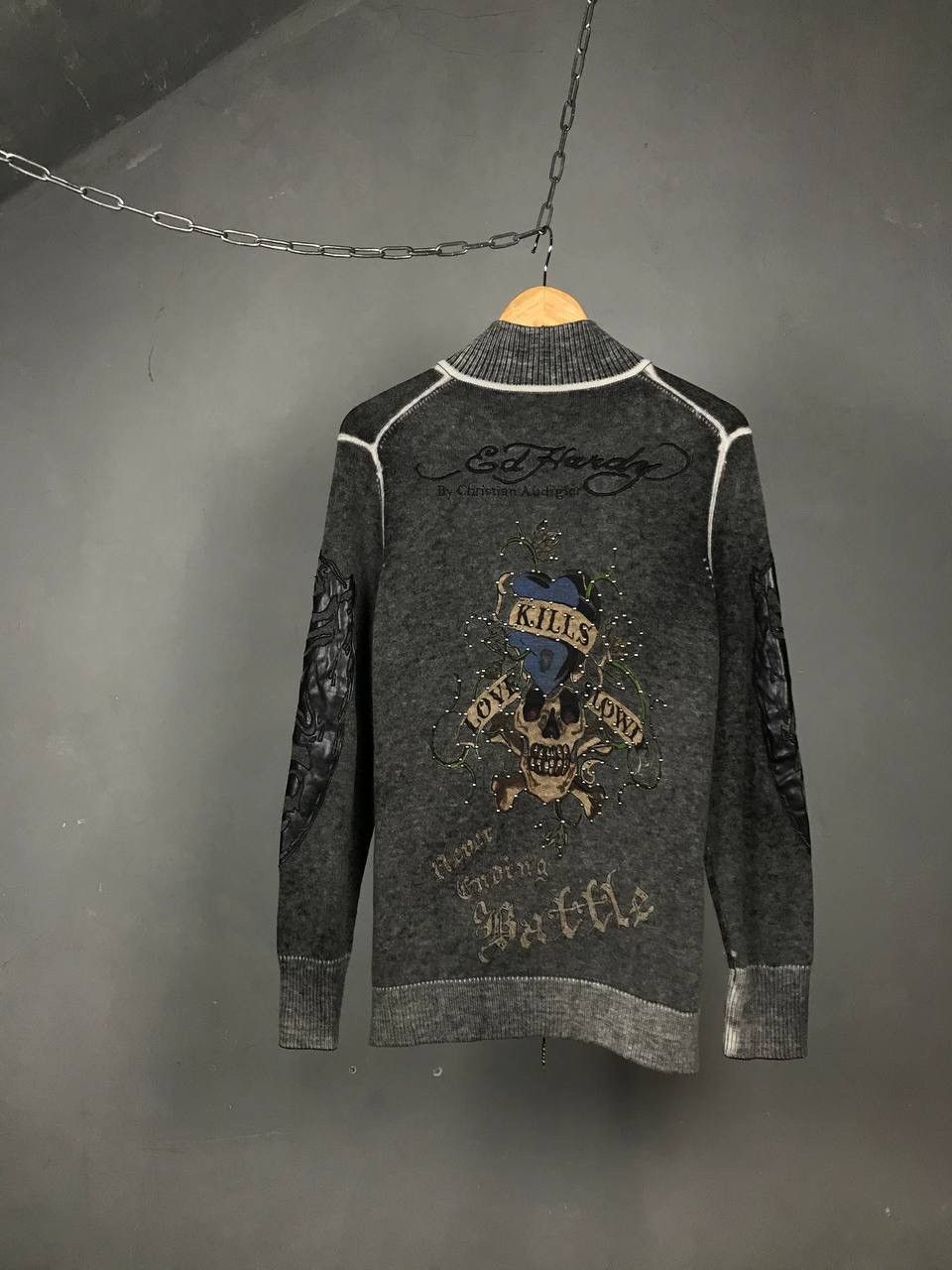Christian Audigier Christian Audigier Ed Hardy designer wool zip sweatshirt Size US M / EU 48-50 / 2 - 6 Thumbnail